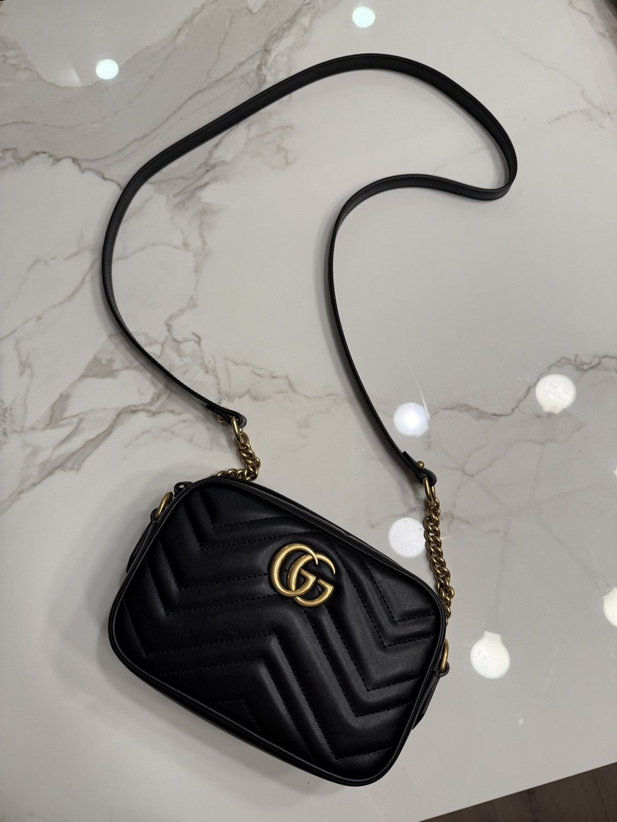 Gucci Mini Marmont Camera Bag in Black, Women's