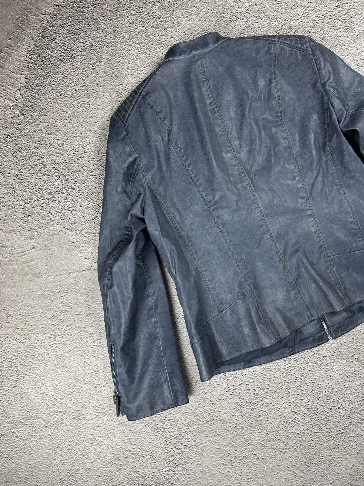 Leather Vintage Leather Biker Jacket Y2K Faded Coat Hype Size M / US 6-8 / IT 42-44 - 7 Thumbnail