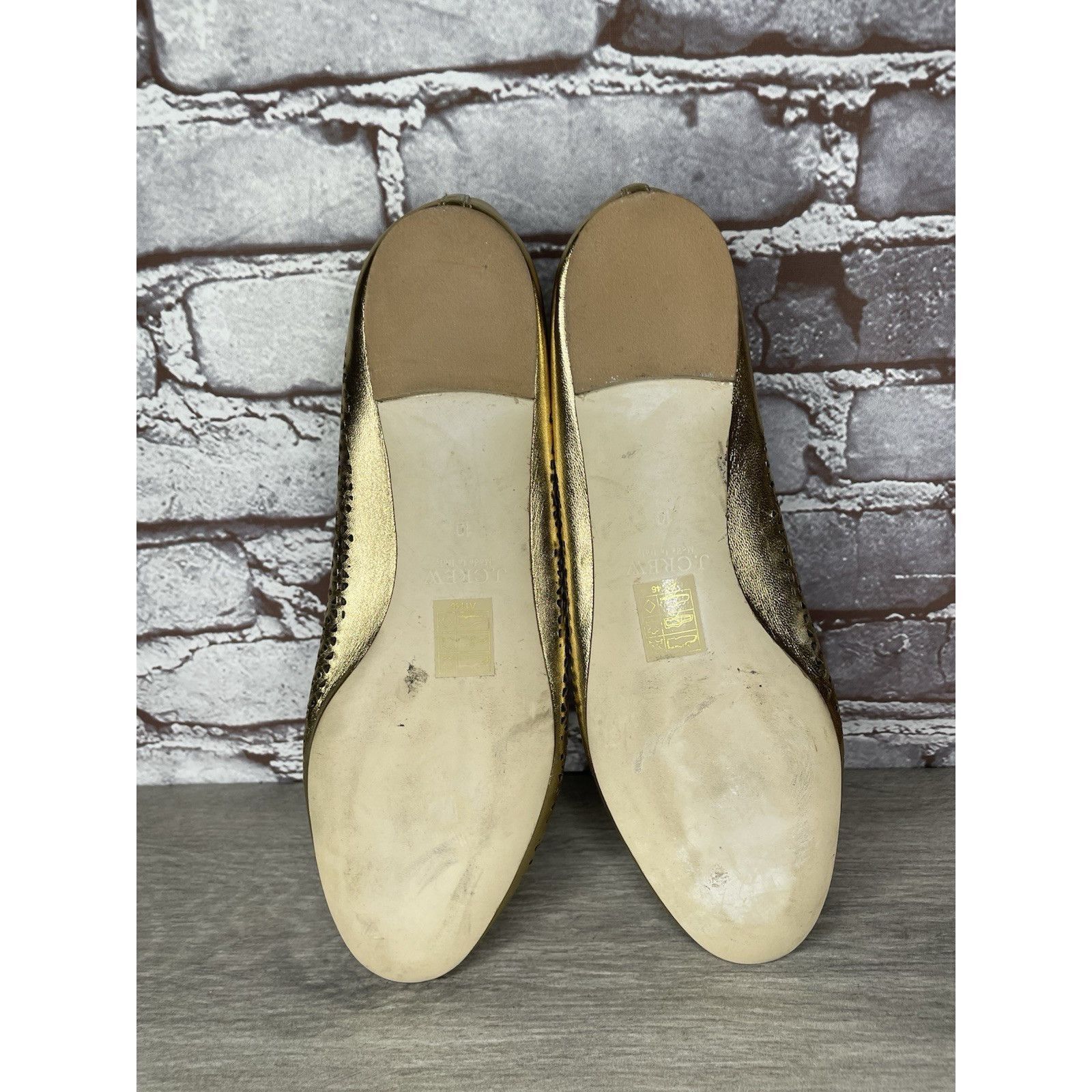 J.Crew J.Crew Nora Metallic Gold Leather Perforated Ballet Flats Wo Size US 10 / IT 40 - 16 Thumbnail