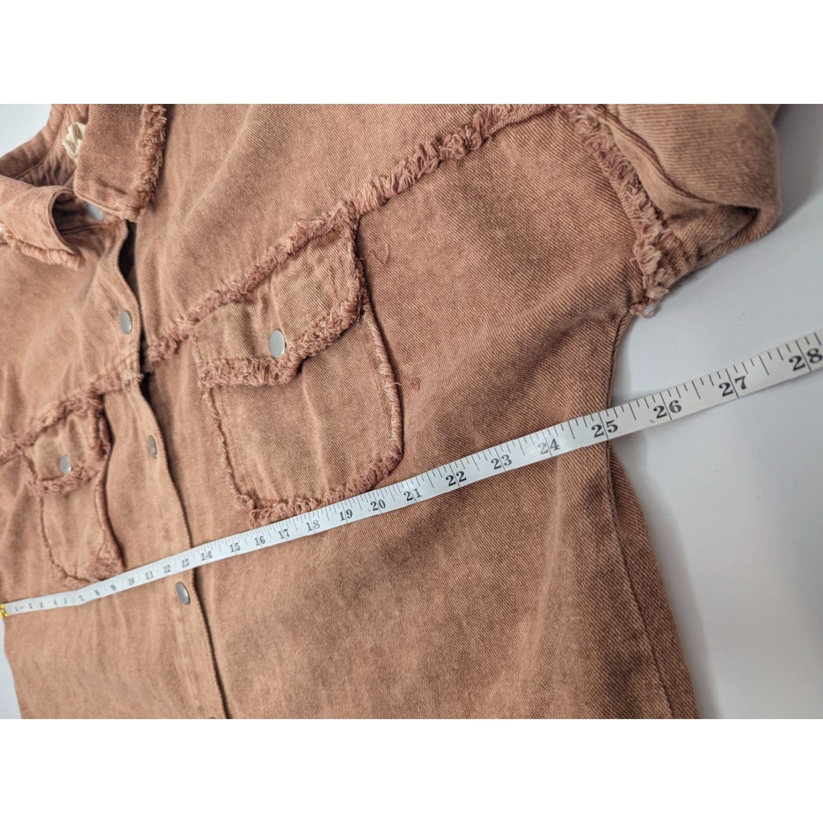 Vintage 143 Story by Line Up Shacket Shirt Jacket L Rust Fringe Snap Pocket Western 90s Womens Size L / US 10 / IT 46 - 6 Thumbnail