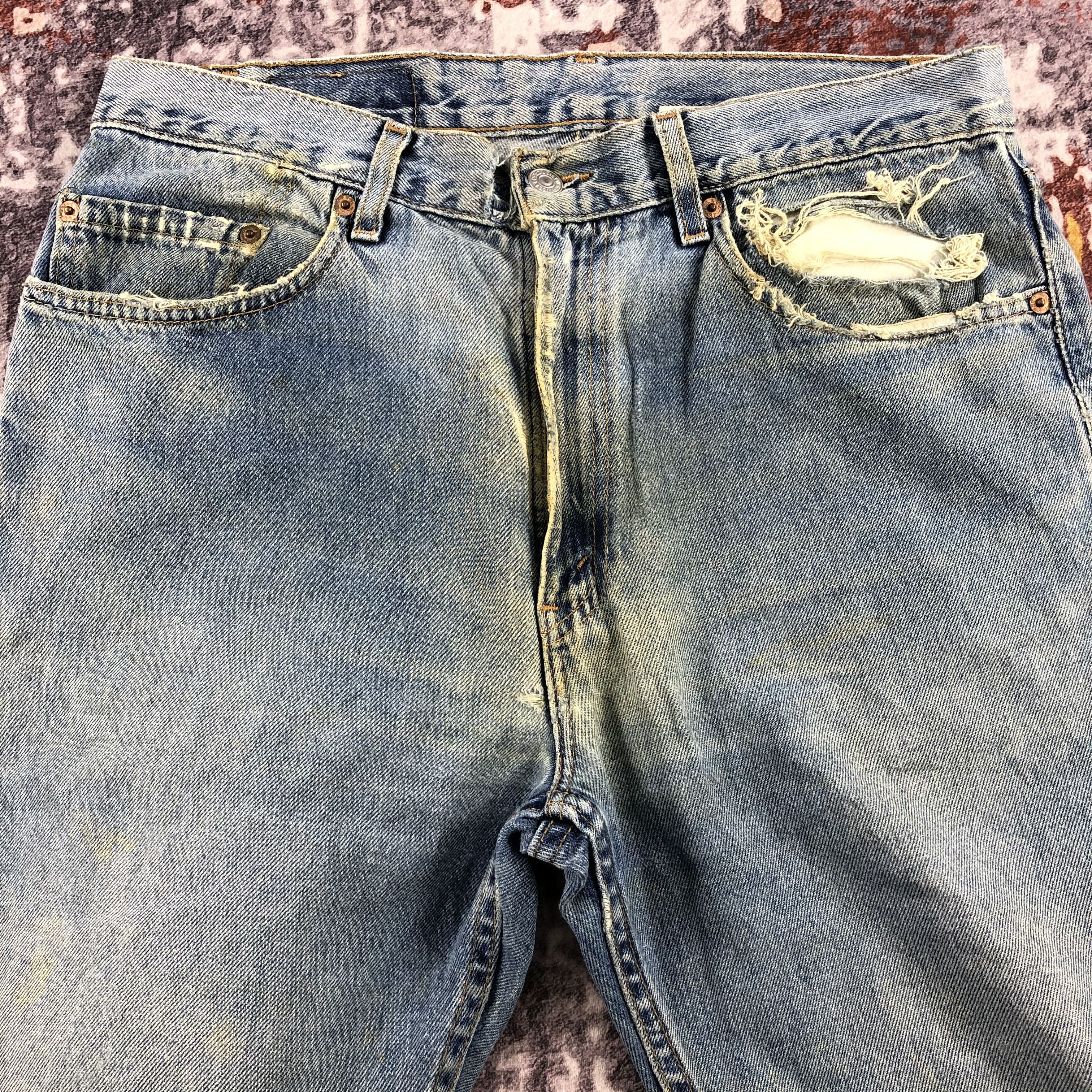 Levi's × Vintage Vintage 90s Ripped Levis 505 Jeans-JM2451 Size US 34 / EU 50 - 3 Thumbnail