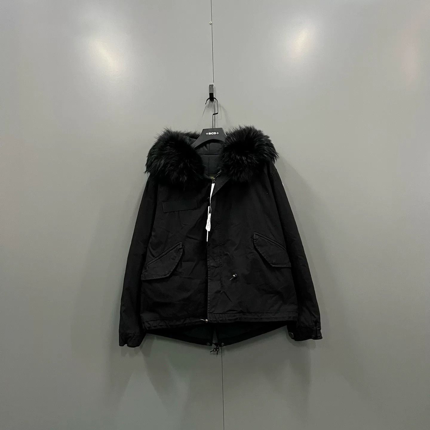 MR & MRS ITALY black fur-collared parka jacket L size Size L / US 10 / IT 46 - 1 Thumbnail