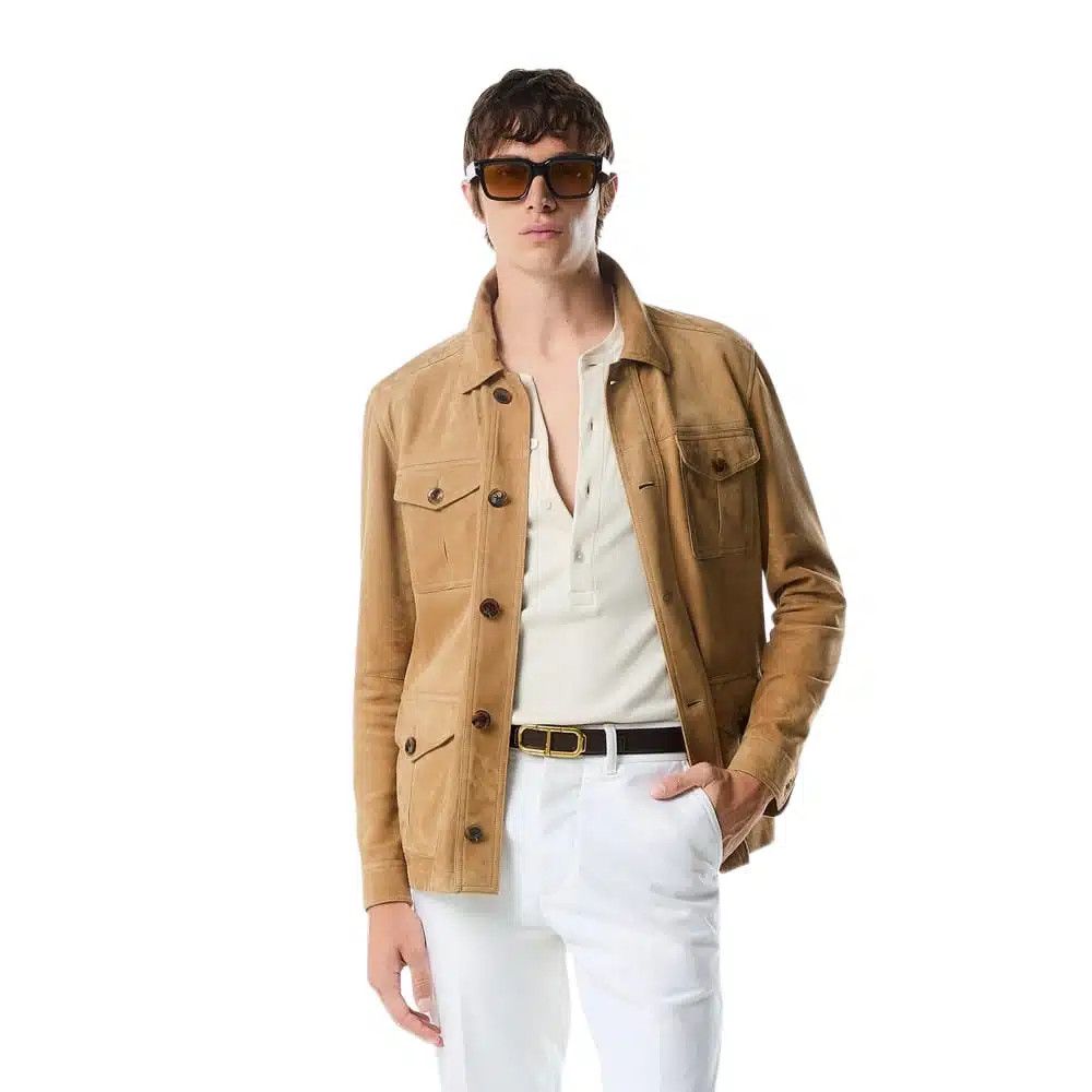 Tom Ford o1loc1c0326 LJM010 Suede Leather Jacket in Brown Size US XXL / EU 58 / 5 - 1 Thumbnail
