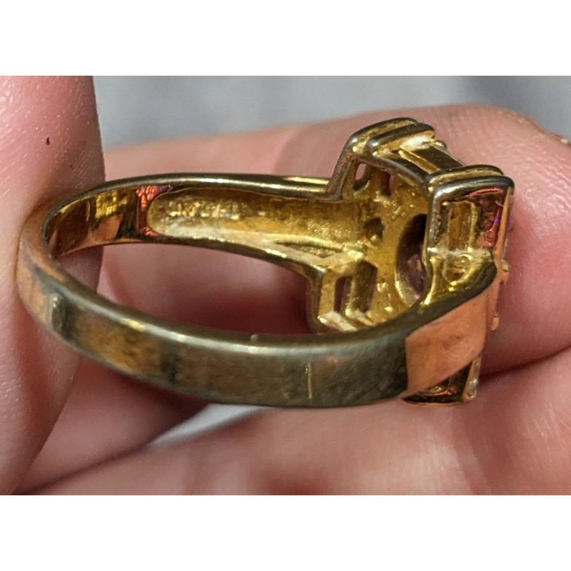 Other Vintage Glam Art Deco Style Gemmed Gold Plated Ring Size ONE SIZE - 9 Thumbnail
