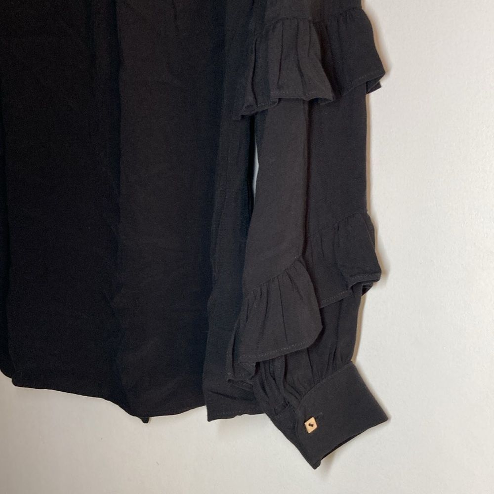 Other Rebecca Vallance Size 2 Black Blouse Ruffle Sleeve Button Fr Size XS / US 0-2 / IT 36-38 - 14 Thumbnail