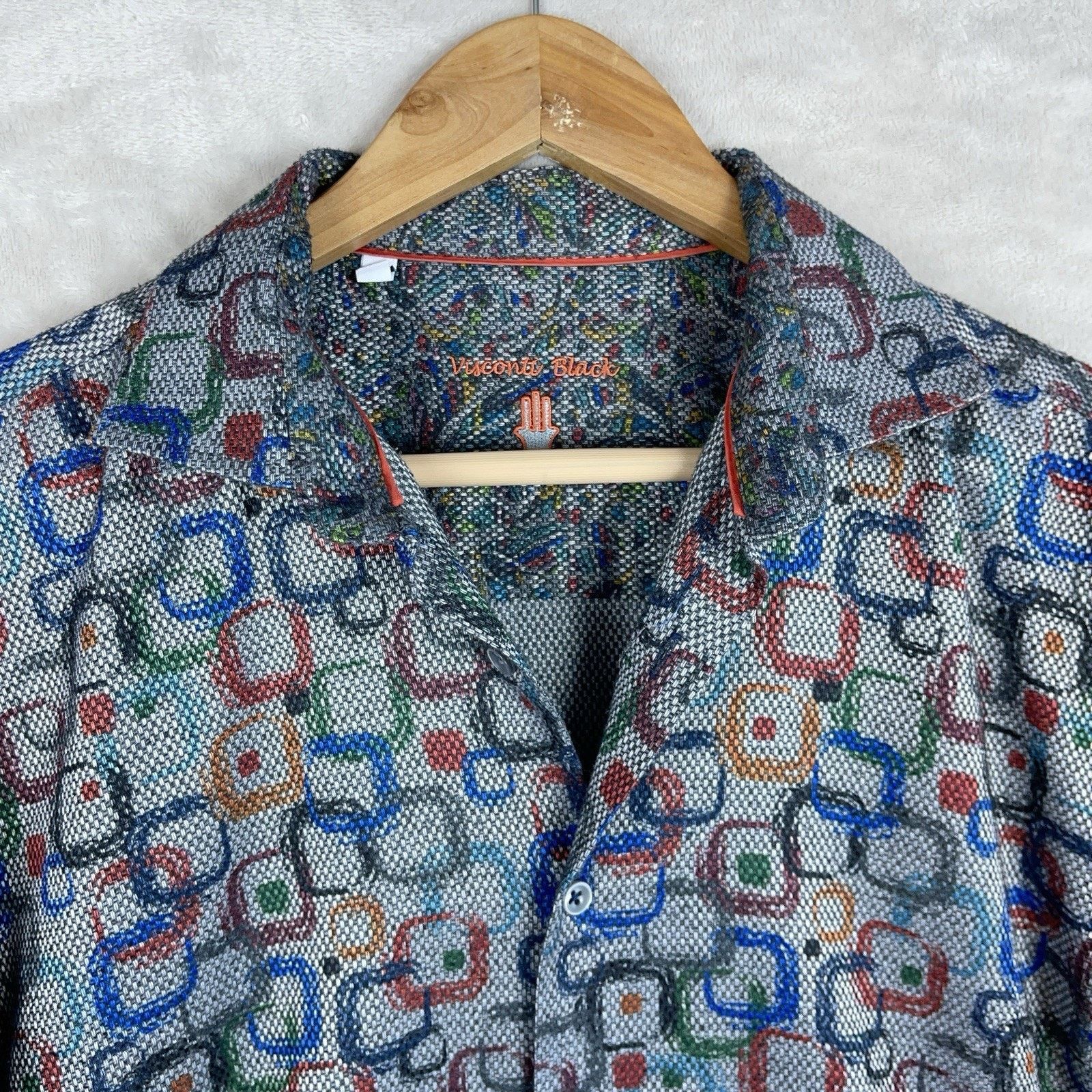 Luchiano Visconti Visconti Black Long Sleeve Textured Geometric Mens L Shirt Size US L / EU 52-54 / 3 - 1 Thumbnail
