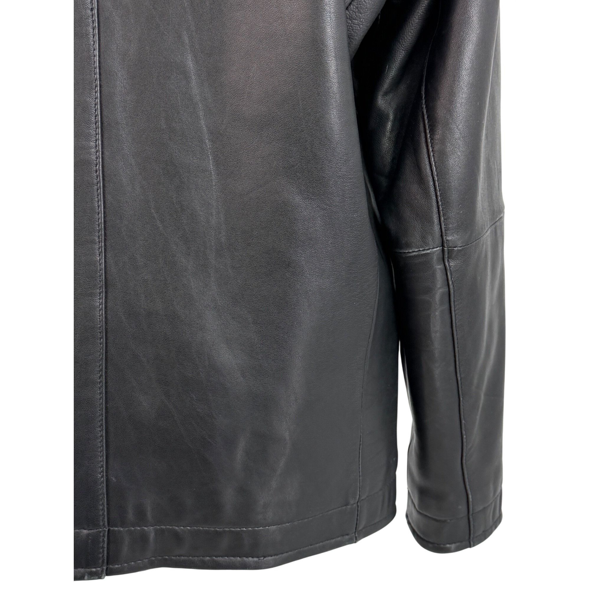Perry Ellis VTG Perry Ellis Portfolio Mens Black Lambskin Leather Jacket Size US S / EU 44-46 / 1 - 10 Thumbnail