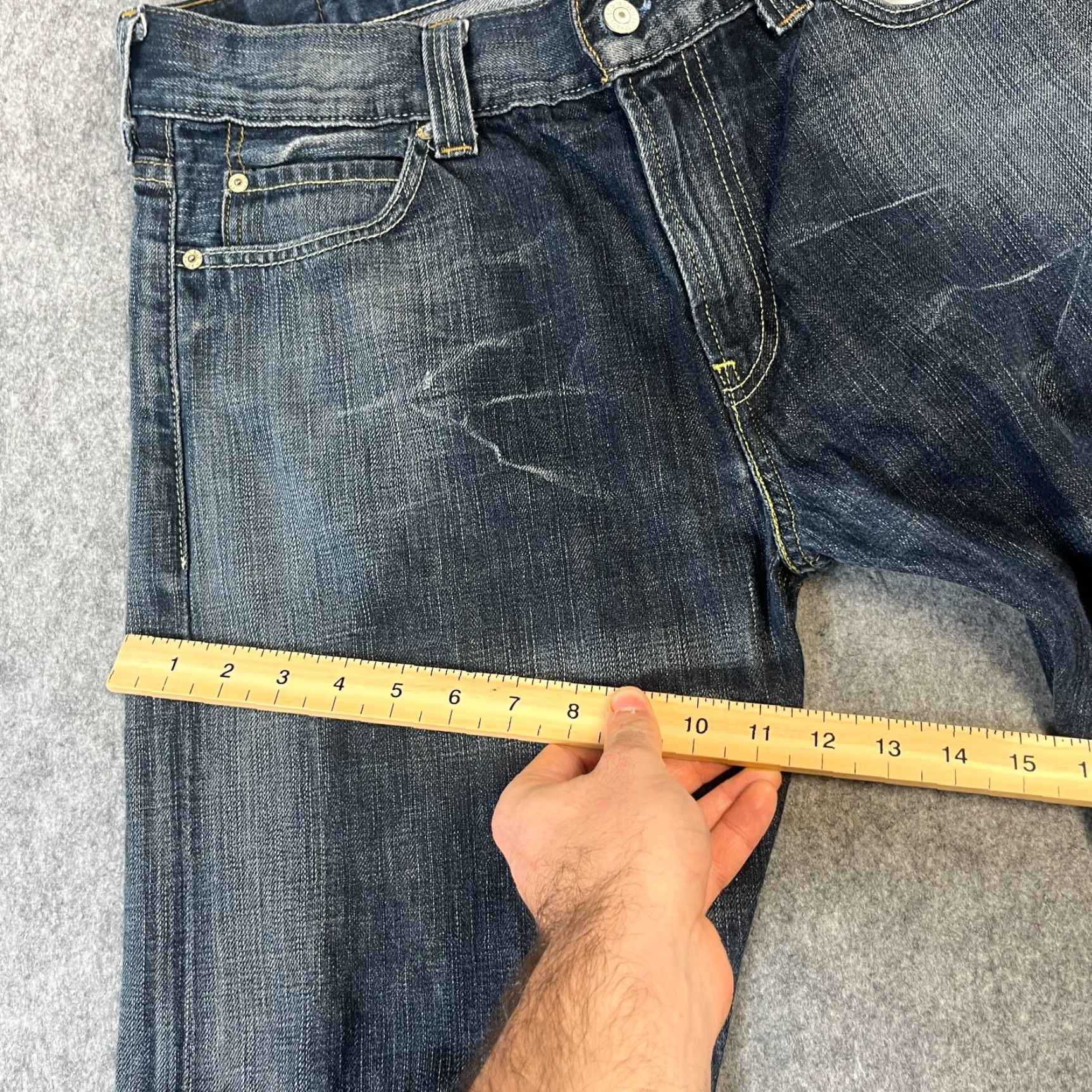Levi's Levi's 506 Jeans Relaxed Mens 36 32 Dark Wash Blue Whiskers Fade Distressed Denim 5-Pocket Straight Vintage Mens Regular Warm Tags? Size US 36 / EU 52 - 6 Thumbnail