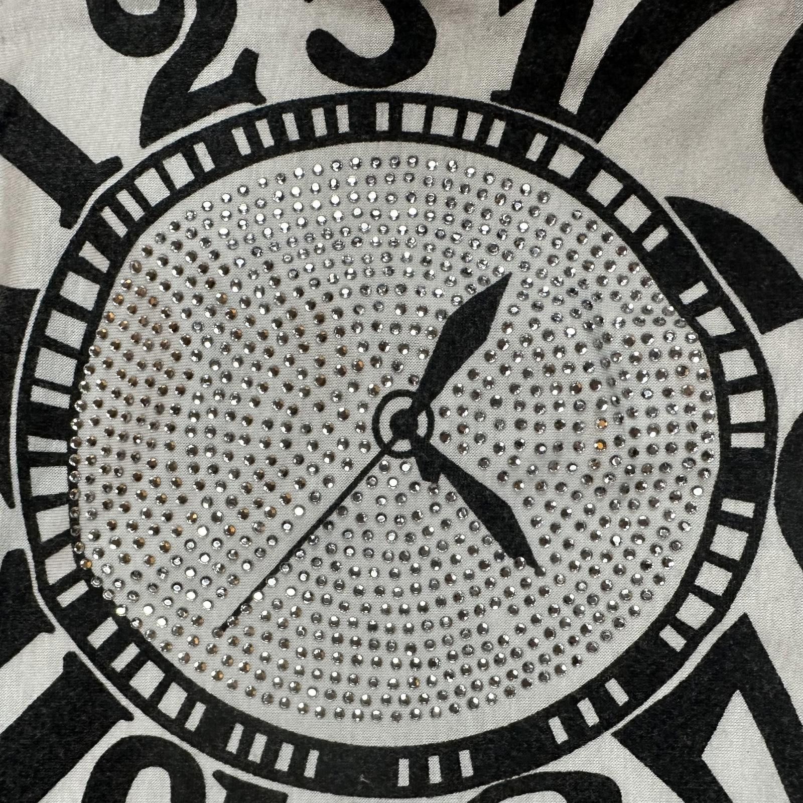 Unknown London Women's Tank Top Clock Graphic Black White Rhinestones Y2K Size M / US 6-8 / IT 42-44 - 5 Thumbnail