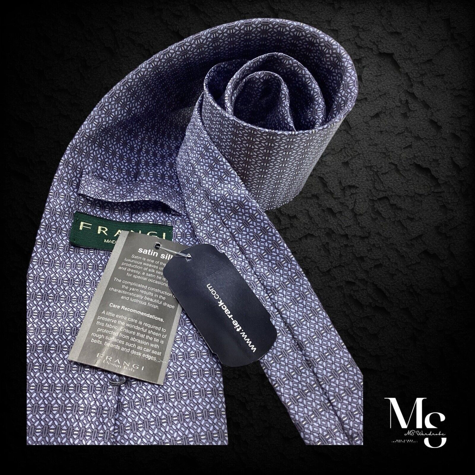 Other FRANGI BY TIE RACK Gray Geometric Luxury Silk Tie Italy Size ONE SIZE - 3 Thumbnail