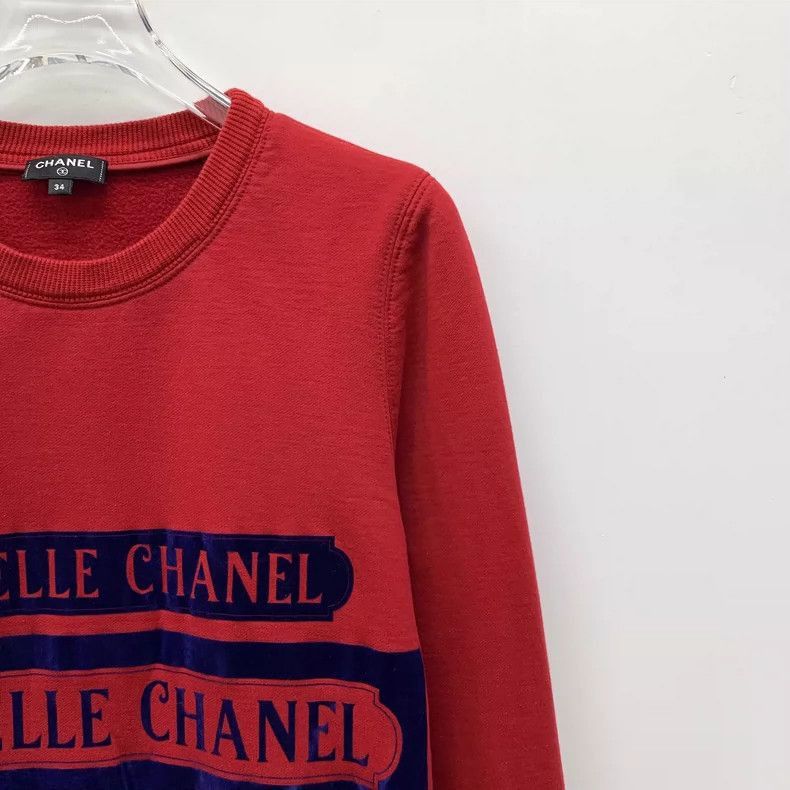 Chanel Red Chanel Graphic Cotton Long Sleeve Sweatshirt -2505 Size US XXS / EU 40 - 3 Thumbnail