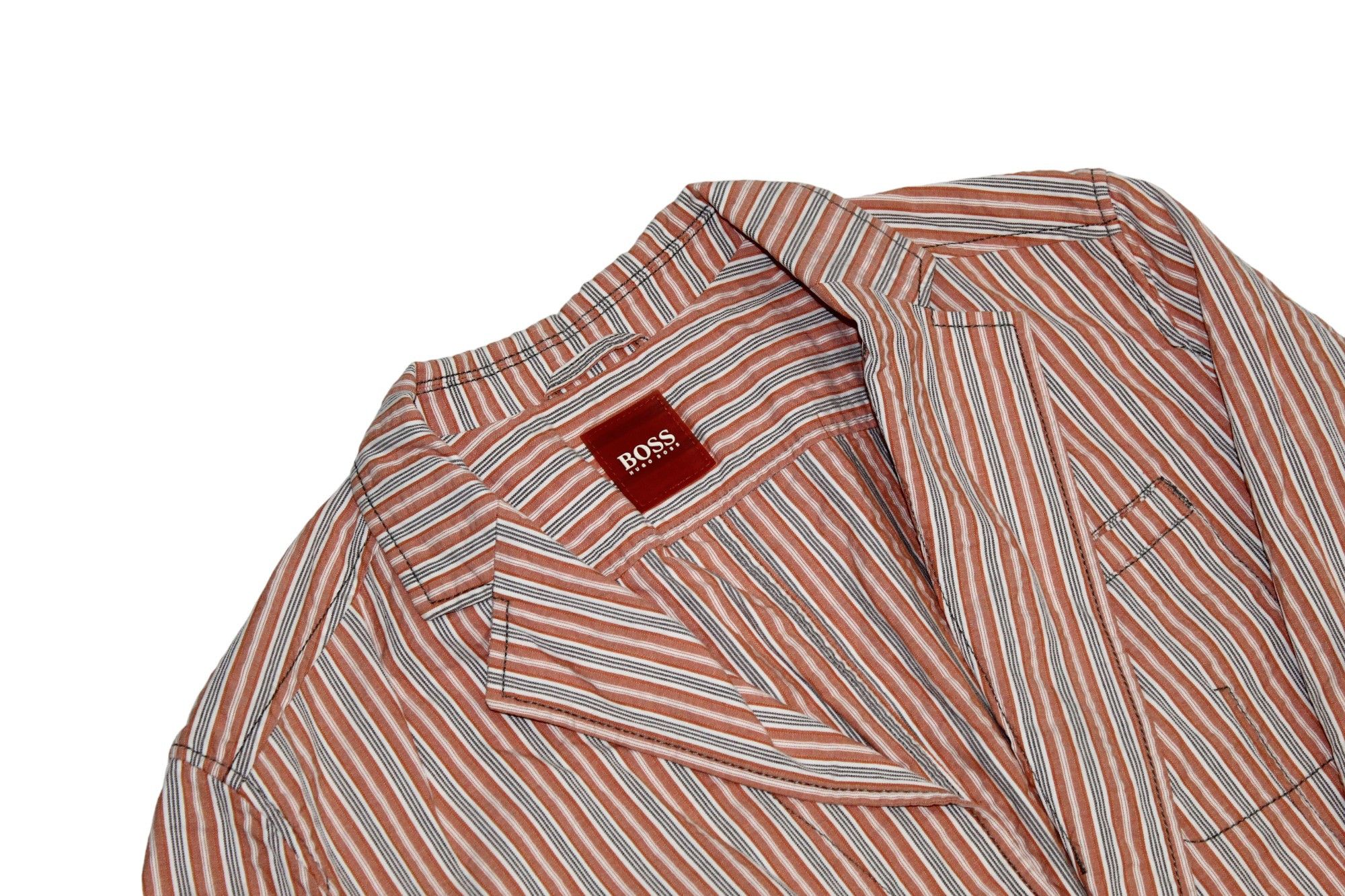 Hugo Boss 🔥90's Boss Orange Cotton Striped Hickory Blazer Jacket Size US L / EU 52-54 / 3 - 7 Thumbnail