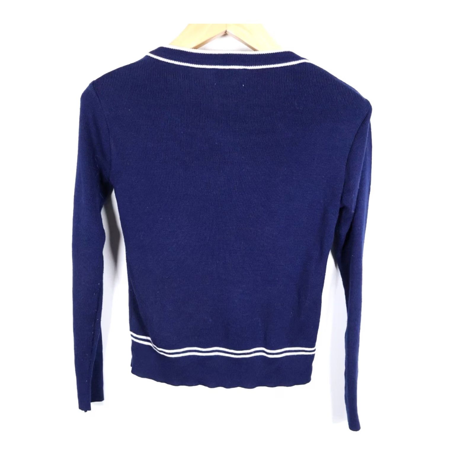 Vintage VINTAGE Leroy Knitwear Cat Embroidery Sweater Women XS Dark Blue Acrylic Knit Floral VTG Size S / US 4 / IT 40 - 2 Thumbnail