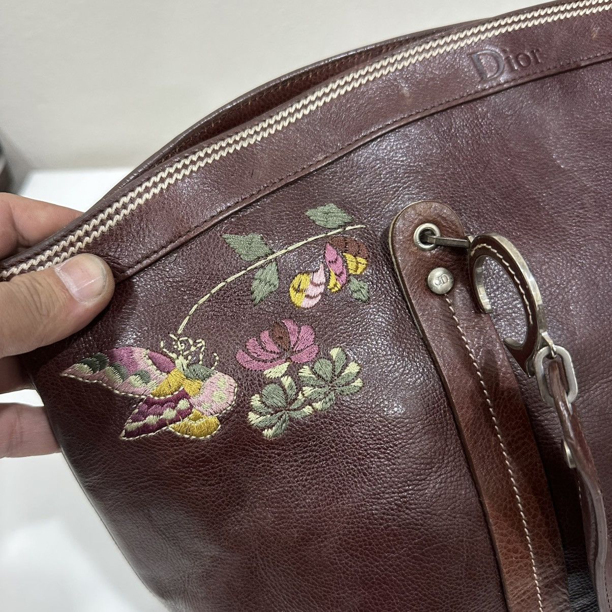 Dior ‼️YES‼️ CHRISTIAN DIOR LEATHER ROMANTIC FLOWERS TOTE BAG Size ONE SIZE - 6 Thumbnail