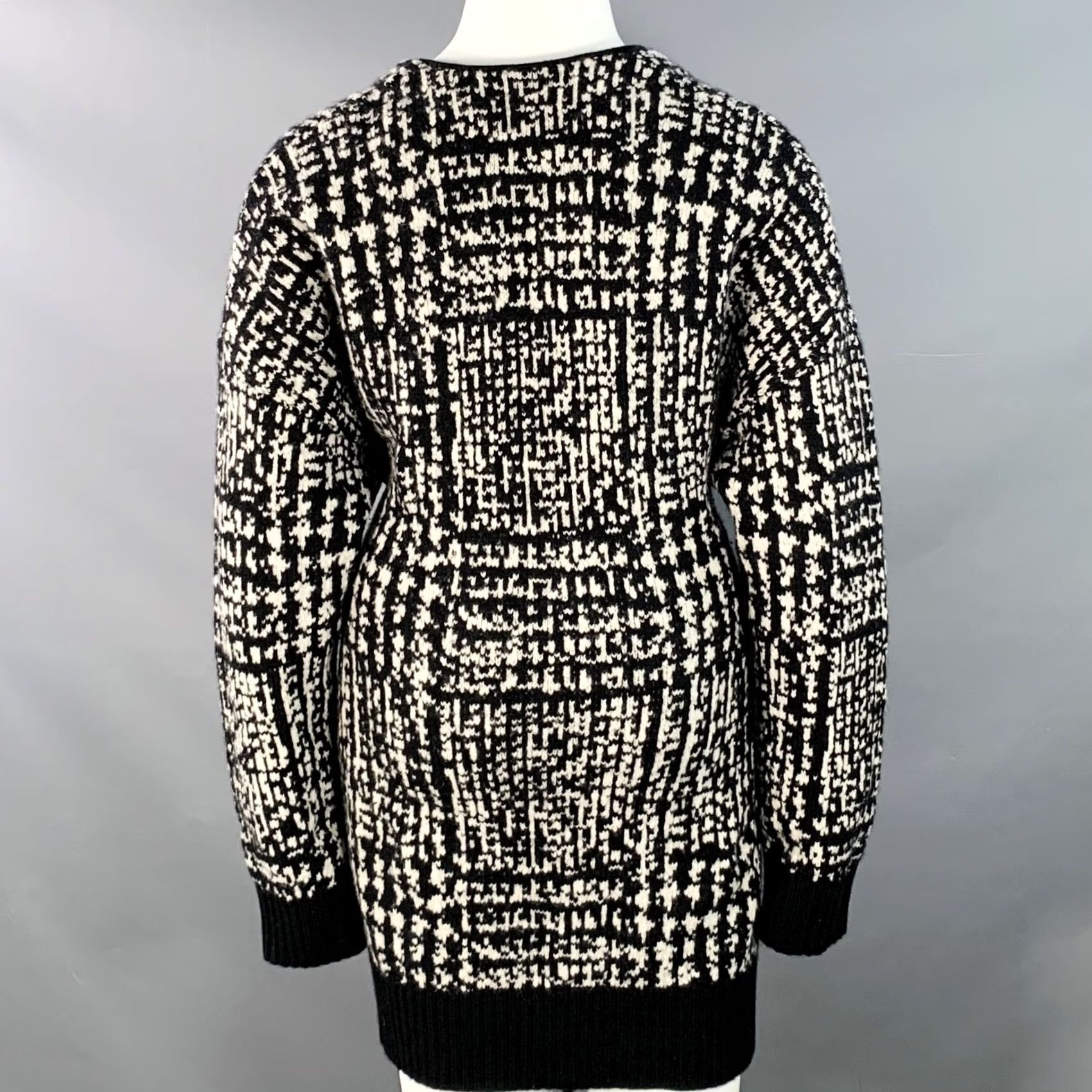 Proenza Schouler PROENZA SCHOULER Coat Size L Black White Wool Geometric Knit V-Neck Tie Size L / US 10 / IT 46 - 3 Thumbnail