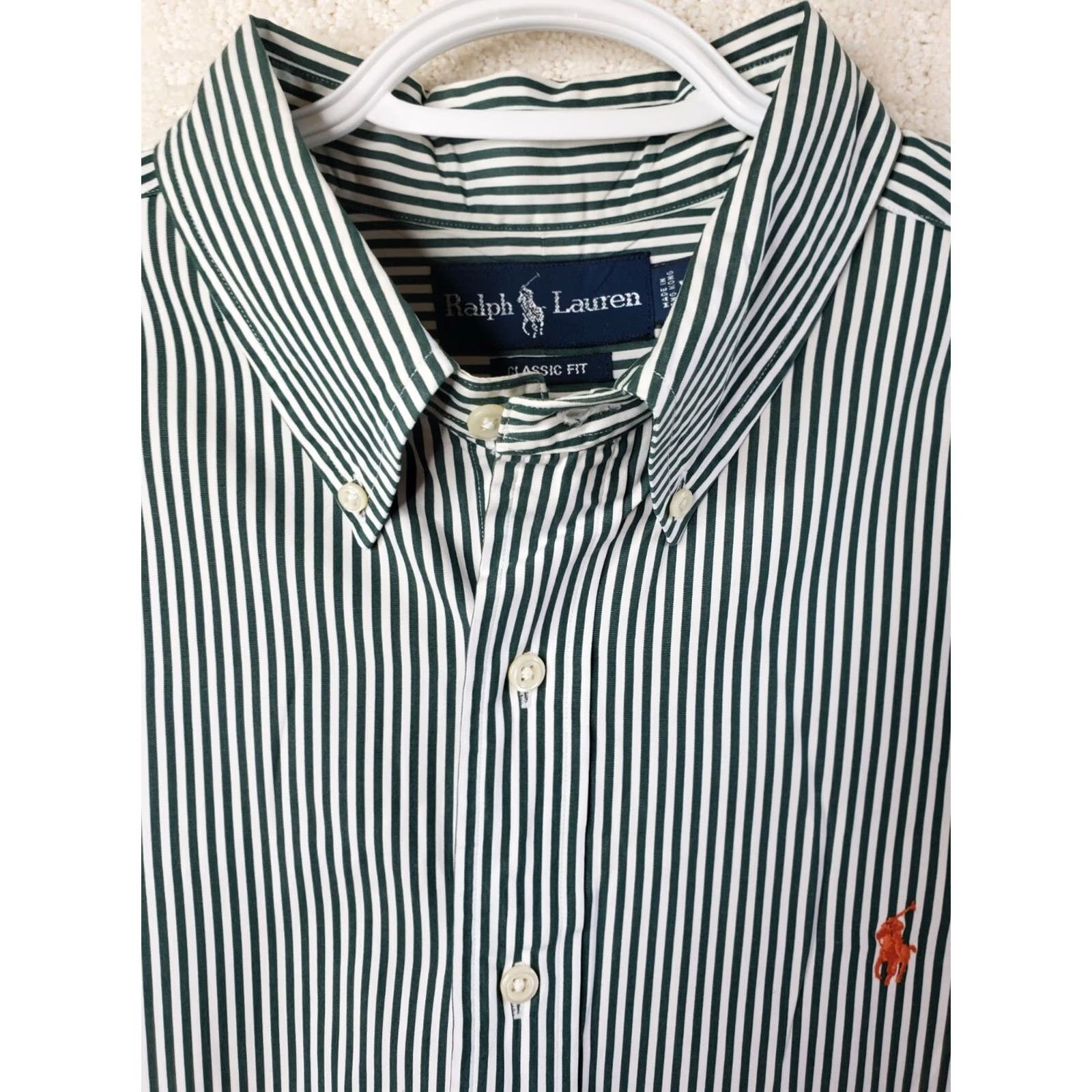 Ralph Lauren Ralph Lauren Custom Fit Shirt Mens XL Green White Stripe Long Sleeve Button-Up Size US XL / EU 56 / 4 - 5 Thumbnail