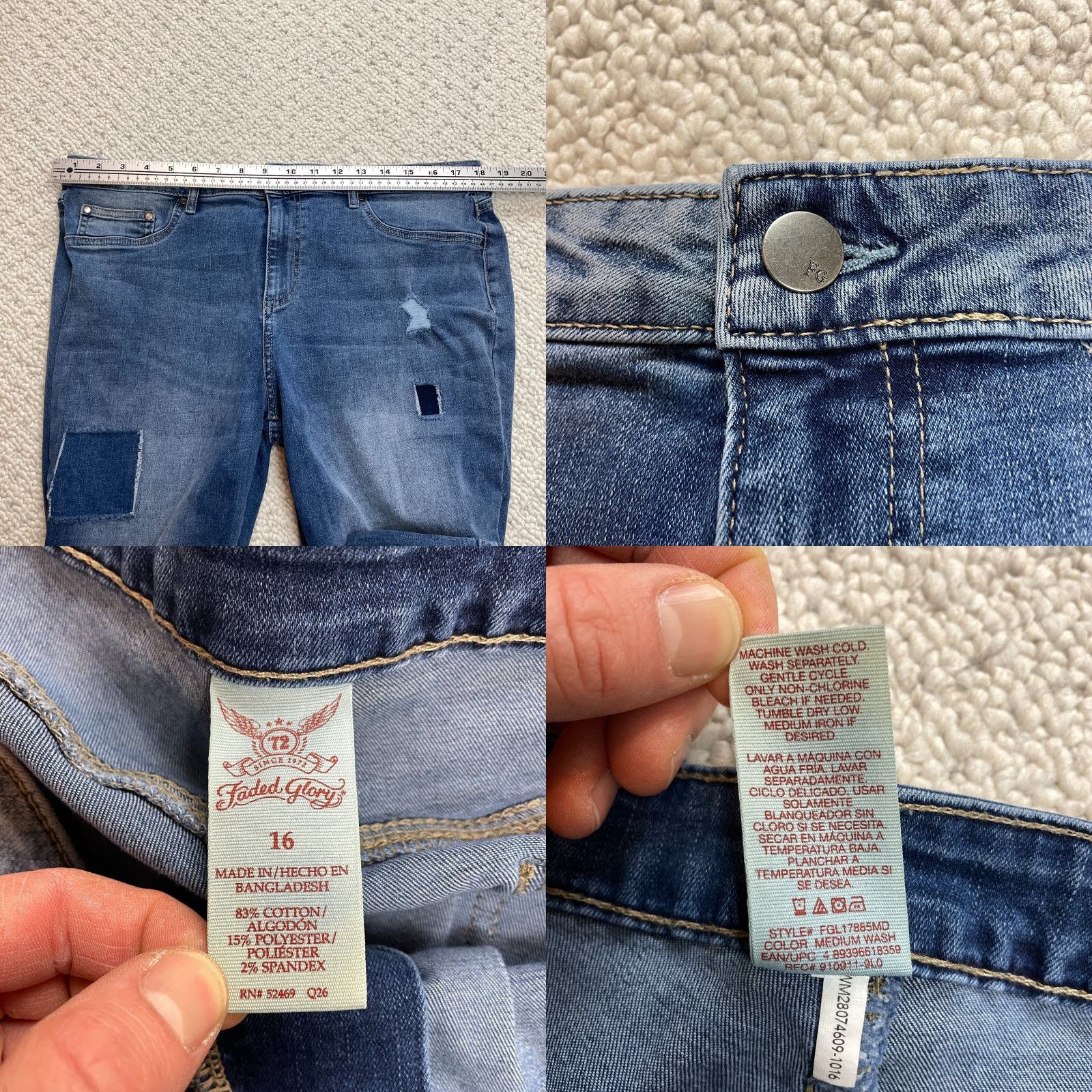 Faded Glory Faded Glory Jeans Womens 16 Blue Denim Dark Wash Straight High Rise 36x28 Size 38" / US 16 / IT 52 - 8 Thumbnail