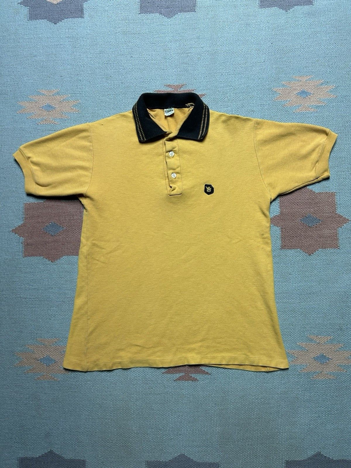 Vintage Vintage 50s polo shirt golf black yellow cotton knit medium Size US M / EU 48-50 / 2 - 1 Thumbnail
