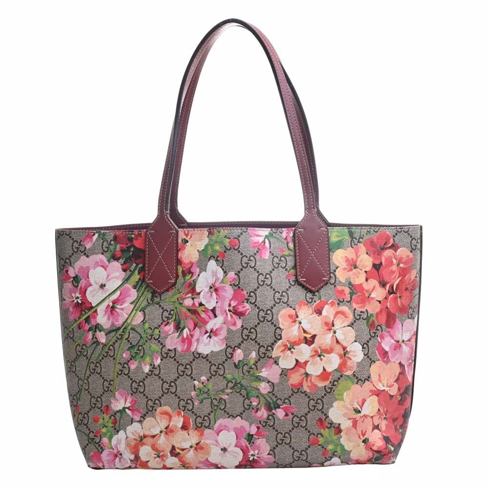 image of Gucci GG Leather Reversible Tote Bag Beige Red, Women's