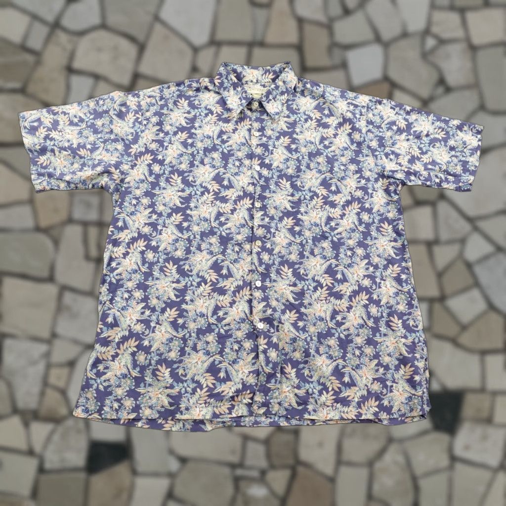 Tori Richard VINTAGE Tori Richard Shirt Mens L Blue Floral Hawaiian Aloha Button-Up Camp Tropical Size US L / EU 52-54 / 3 - 1 Thumbnail