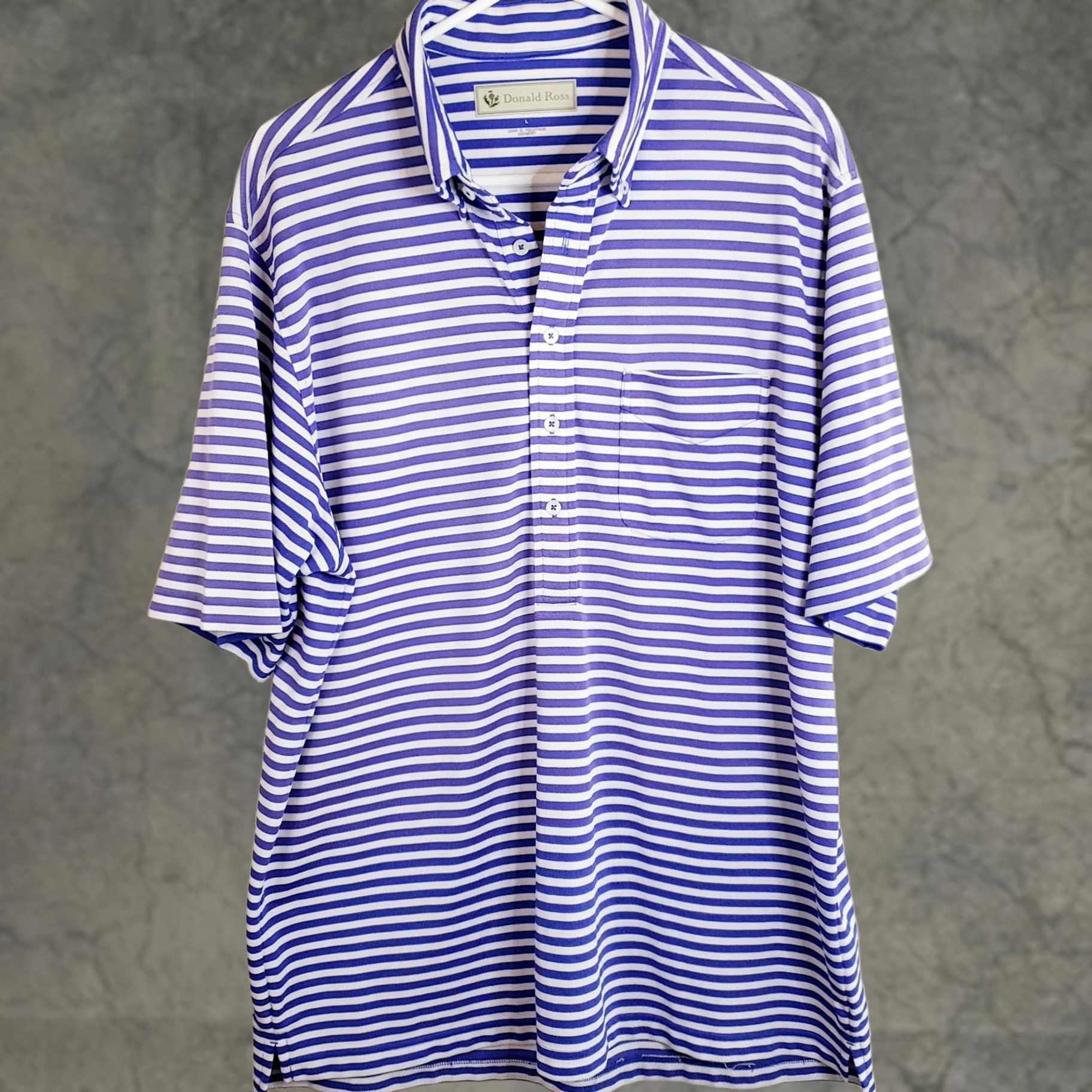 Vintage Donald Ross Polo Shirt Men's L Purple White Striped Golf Outdoor Casual Size US L / EU 52-54 / 3 - 1 Thumbnail