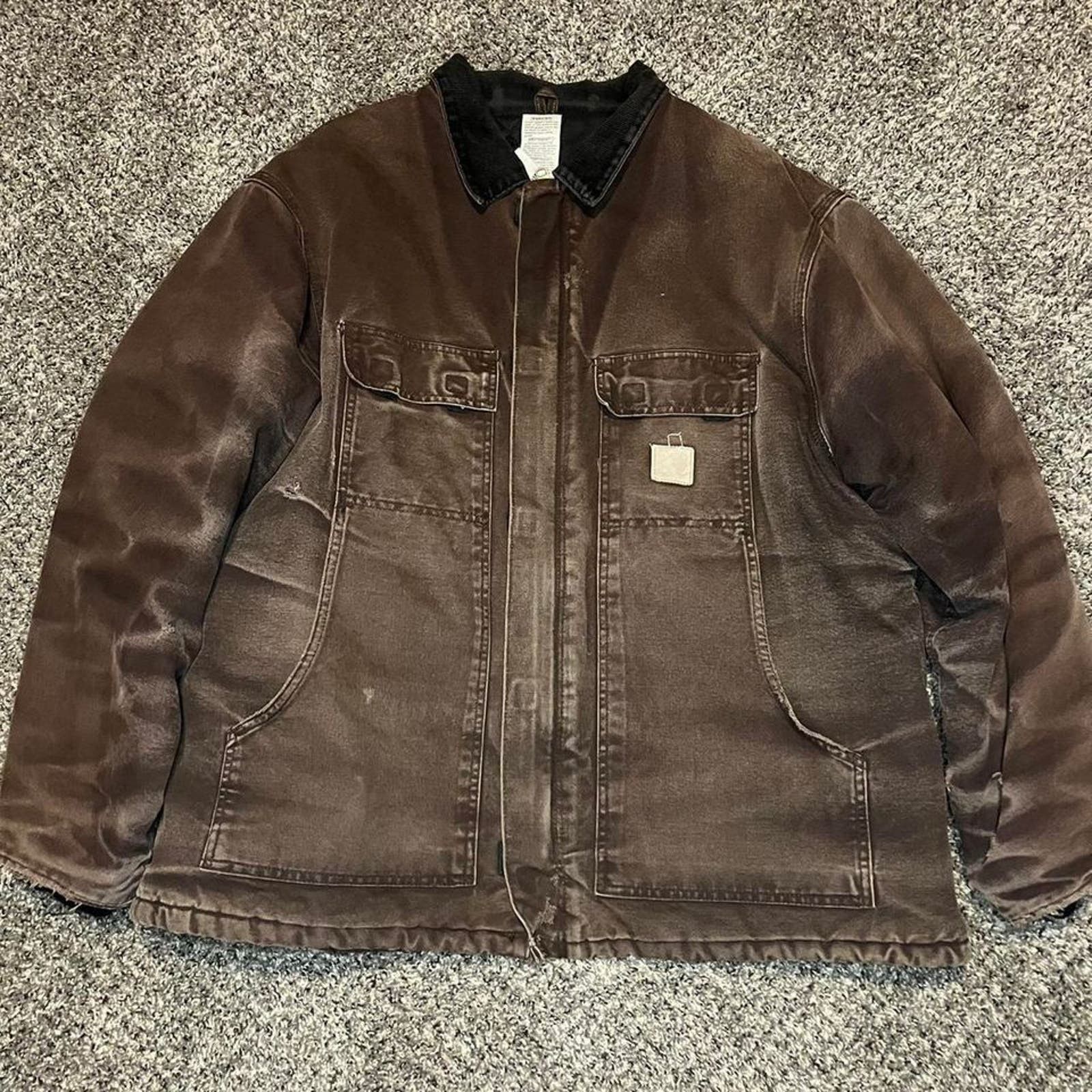 image of Vintage Distressed Brown Carhartt Jacket, Men's (Size 2XL)