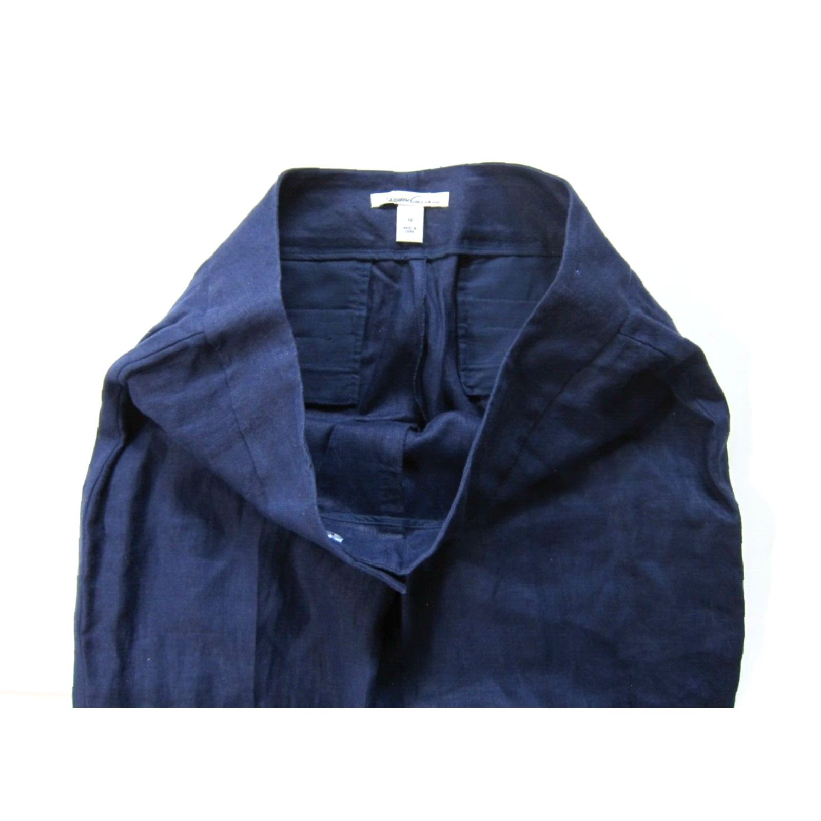 Kenneth Cole Kenneth Cole New York 100% Linen Blue Flat Front Wide Leg Capri Crop Pant 10 Size 32" / US 10 / IT 46 - 5 Thumbnail