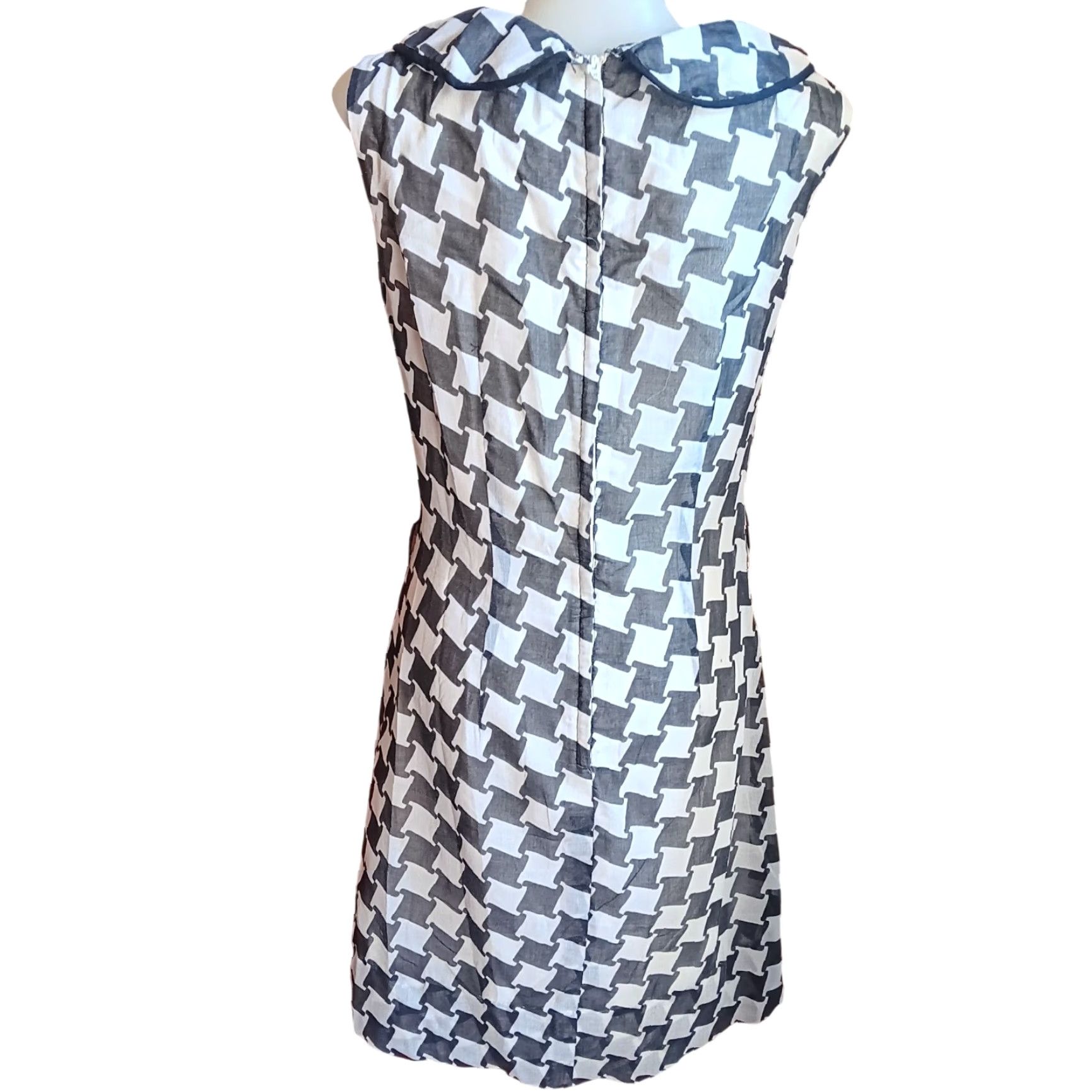 VINTAGE 1960s Nelly Don Geometric Cotton Blend Sleeveless Dress