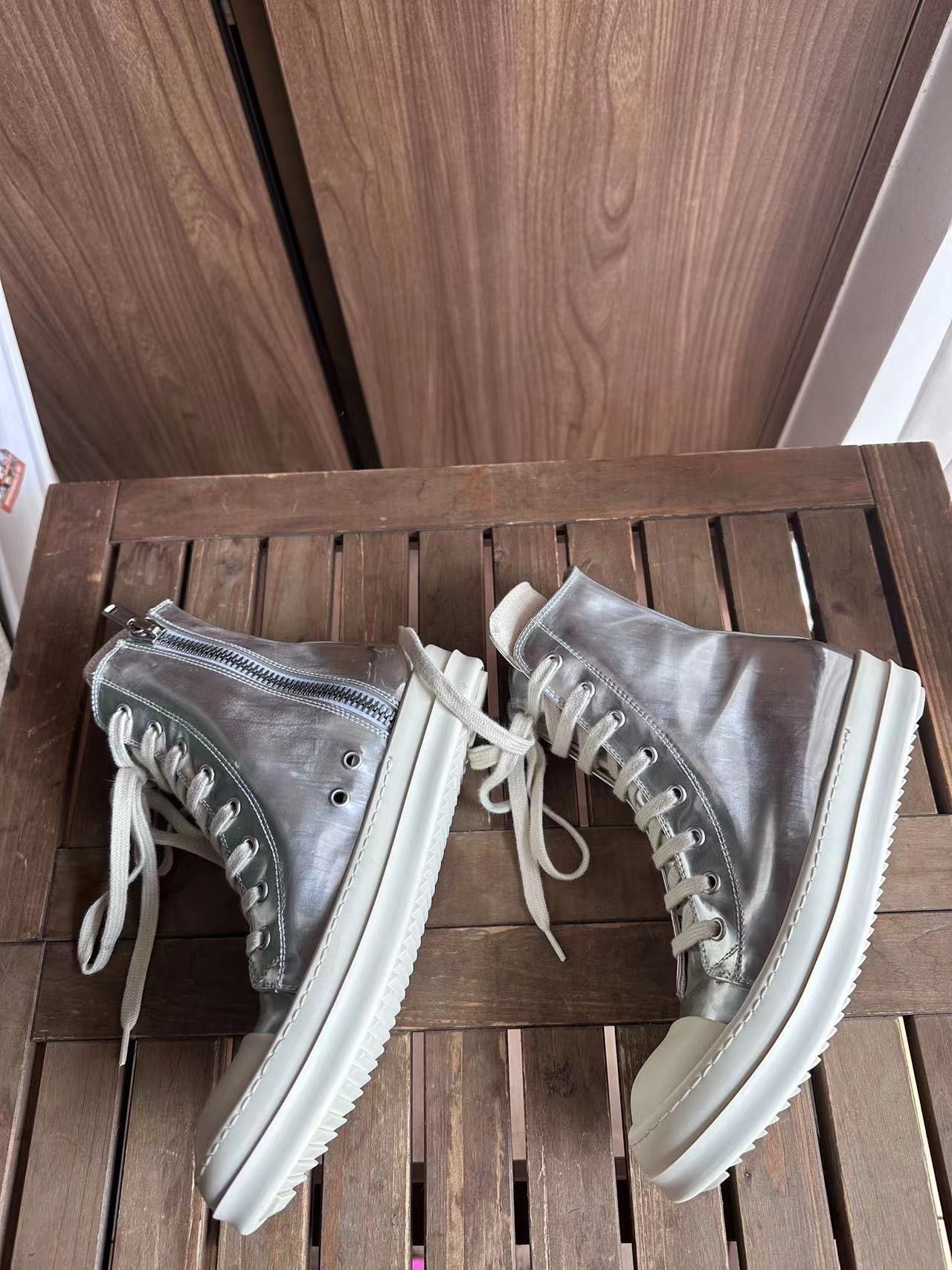 Rick Owens × Rick Owens Drkshdw Rick Owens ramones canvas silver sneakers size 37 Italy wn 7 Size US 7 / IT 37 - 3 Thumbnail