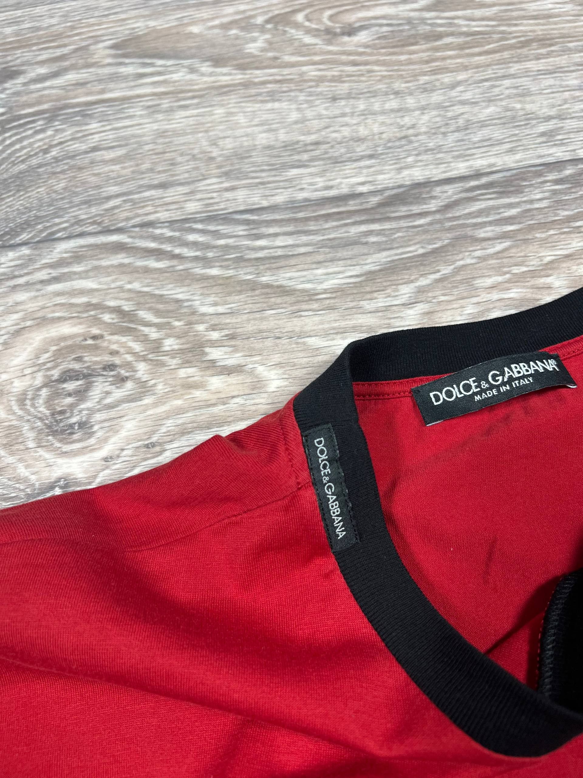Dolce & Gabbana Dolce & Gabbana Red Logo Crown Cotton Men's T-shirt Size US M / EU 48-50 / 2 - 4 Thumbnail