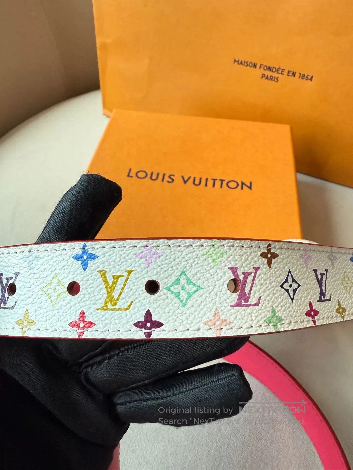 Louis Vuitton LV White Multicolor Pink Limited Belt. Size ONE SIZE - 3 Thumbnail