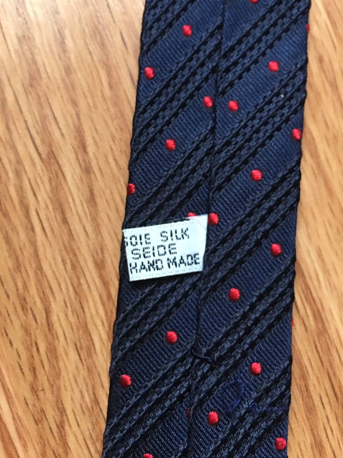 Christian Dior Monsieur Christian Dior Dark Blue Red Polka Dots Silk Mens Neck Tie Size ONE SIZE - 8 Thumbnail