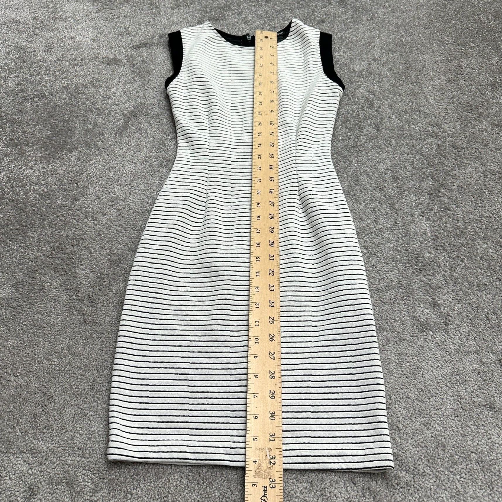 AQUA Aqua Dress XS White Black Stripe Sleeveless Bodycon Midi Women Size XS / US 0-2 / IT 36-38 - 7 Thumbnail