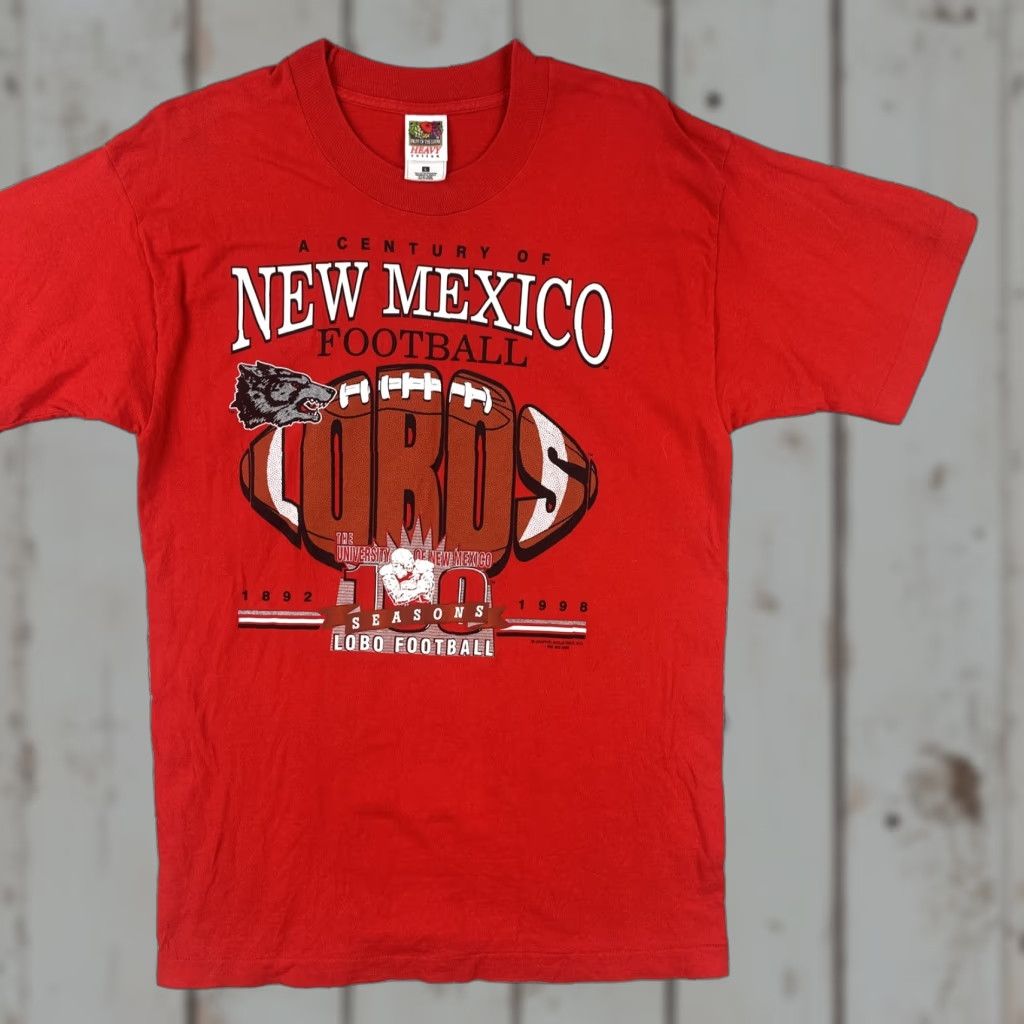 Fruit Of The Loom VINTAGE Fruit of the Loom Shirt UniVersity of New Mexico Lobos Football, Red, 90s, Crew Neck, Short Sleeve, L, Men Size US L / EU 52-54 / 3 - 1 Thumbnail