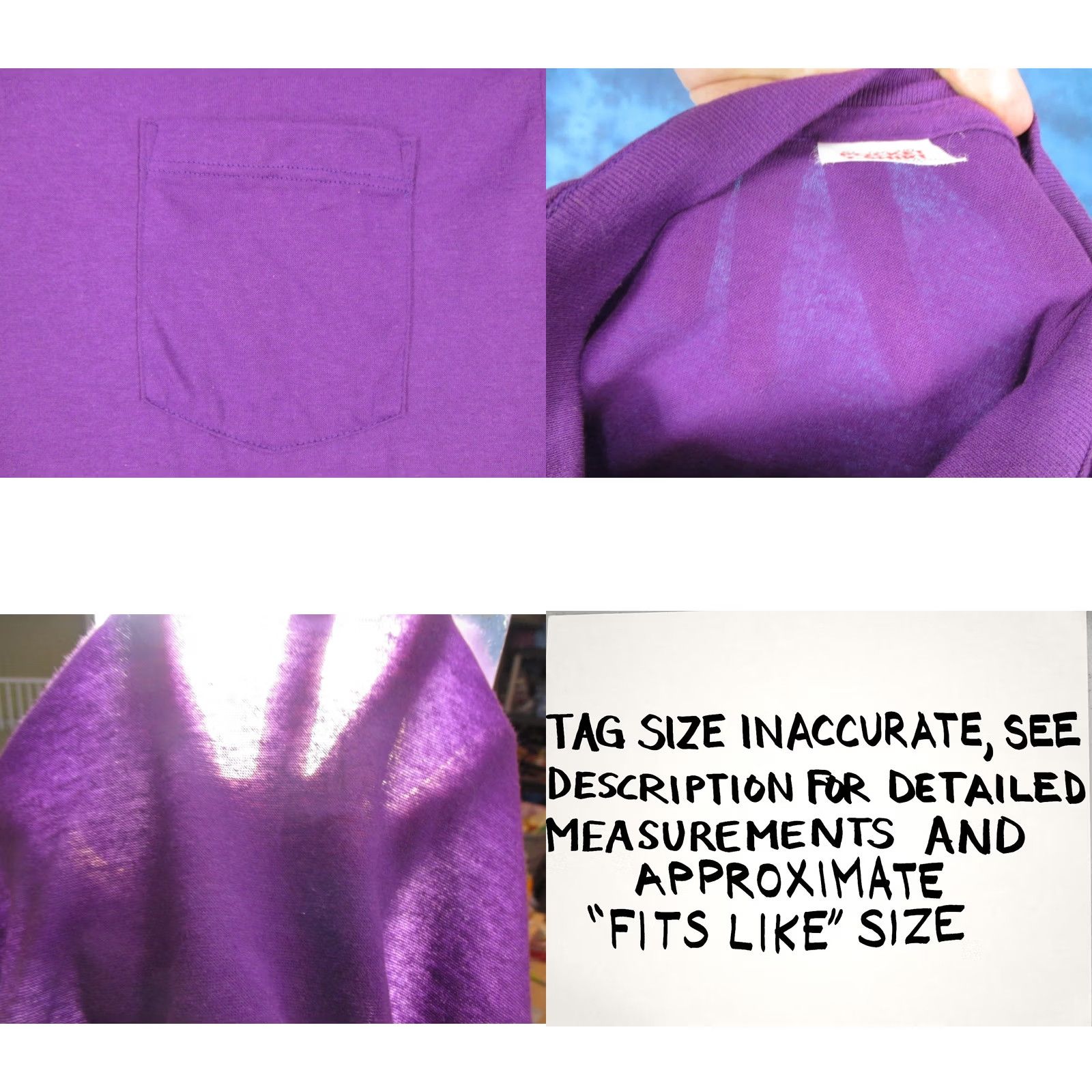Vintage VINTAGE DEADSTOCK 80s SHIRT LARGE PURPLE POCKET T-Shirt Mens 80s 90s Beach NOS Blank Paper Thin Size US L / EU 52-54 / 3 - 8 Thumbnail