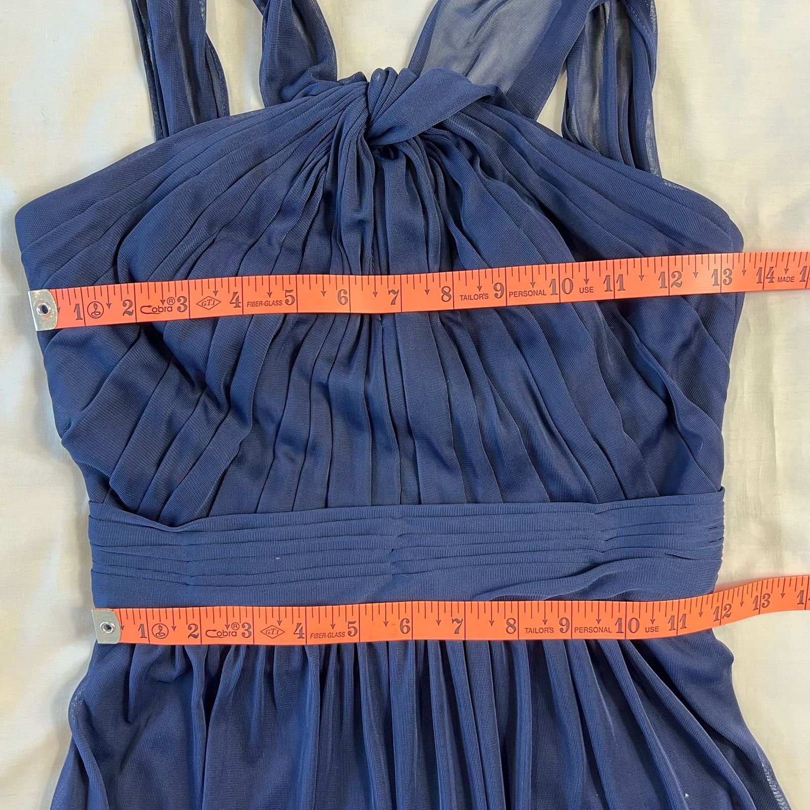 Other David's Bridal Women's 2 Blue Midi Brides Maid Dress Flowy Size XS / US 0-2 / IT 36-38 - 4 Thumbnail