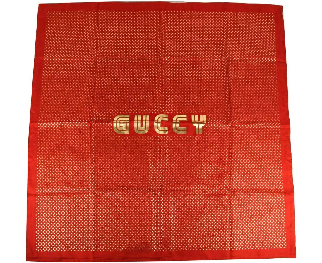 Women's Red Silk With Gold Star Print And 
