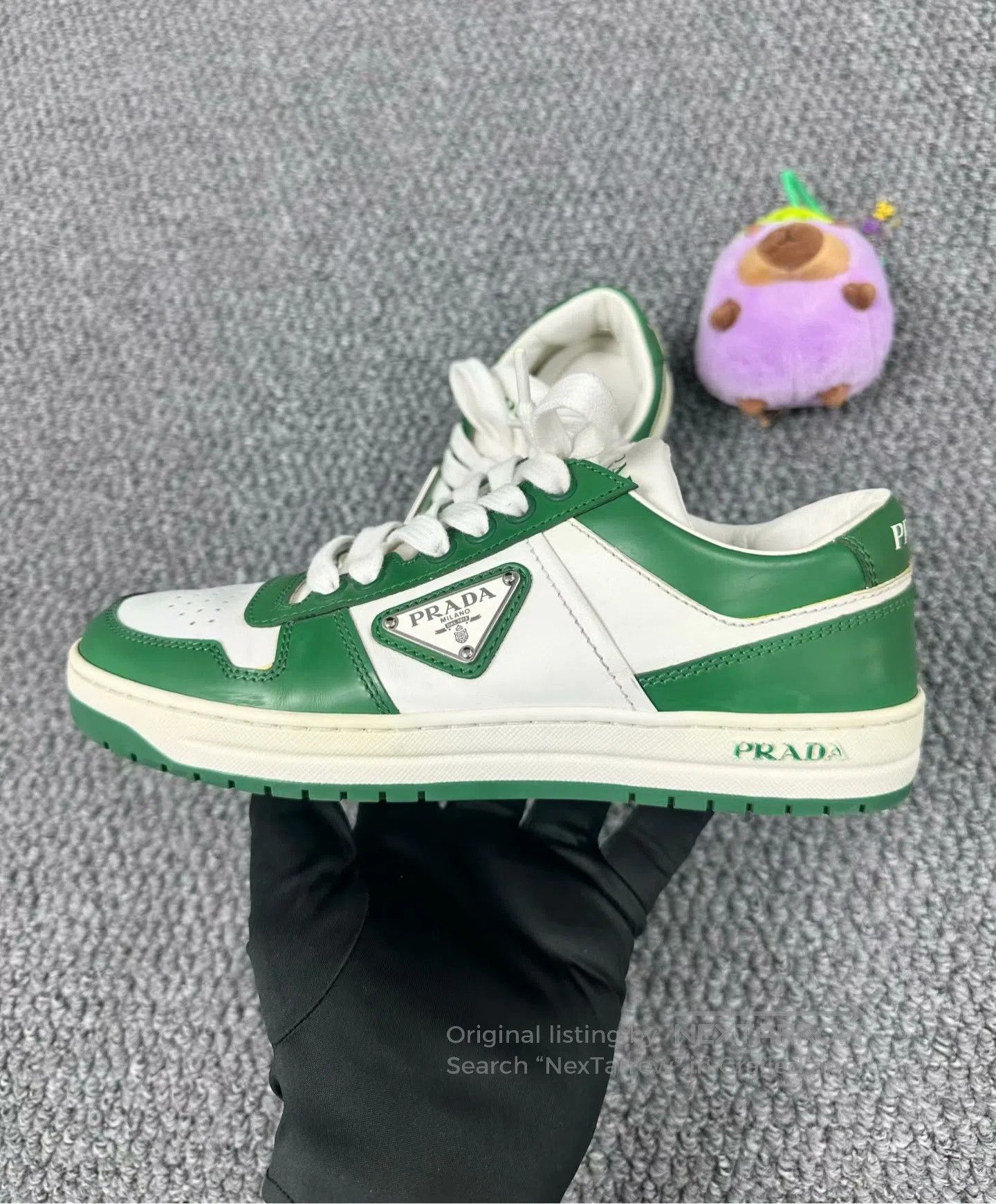 Prada Prada White and Green Triangle Logo Low-Top Sneakers| Size US 6 / IT 36 - 3 Thumbnail