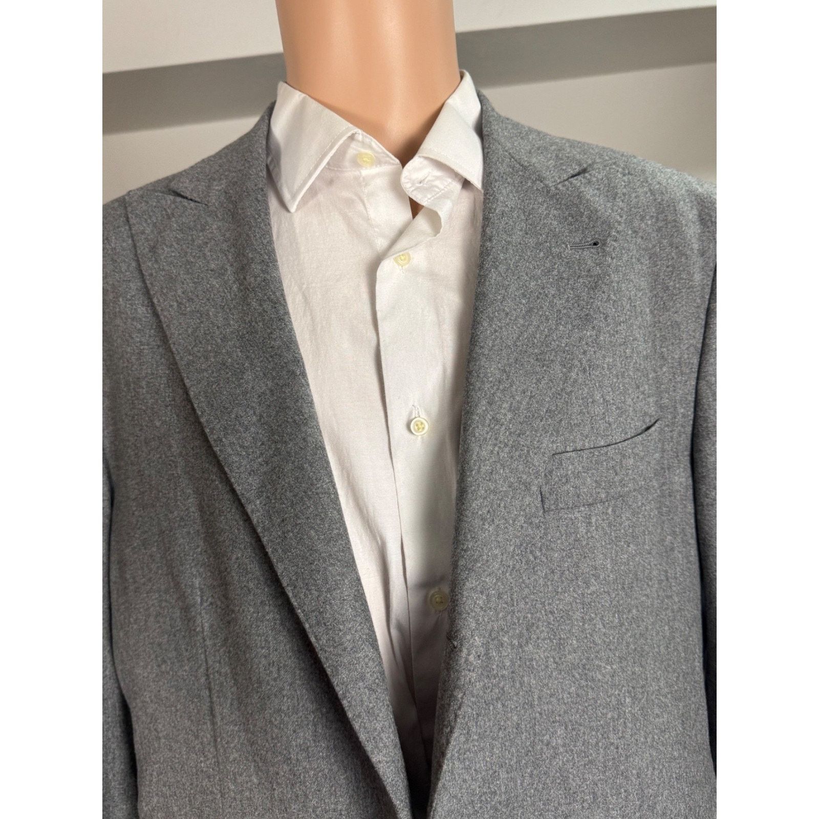 Brunello Cucinelli Brunello Cucinelli Peak Lapel Gray Cashmere Wool Blazer 42R Size 42R - 3 Thumbnail