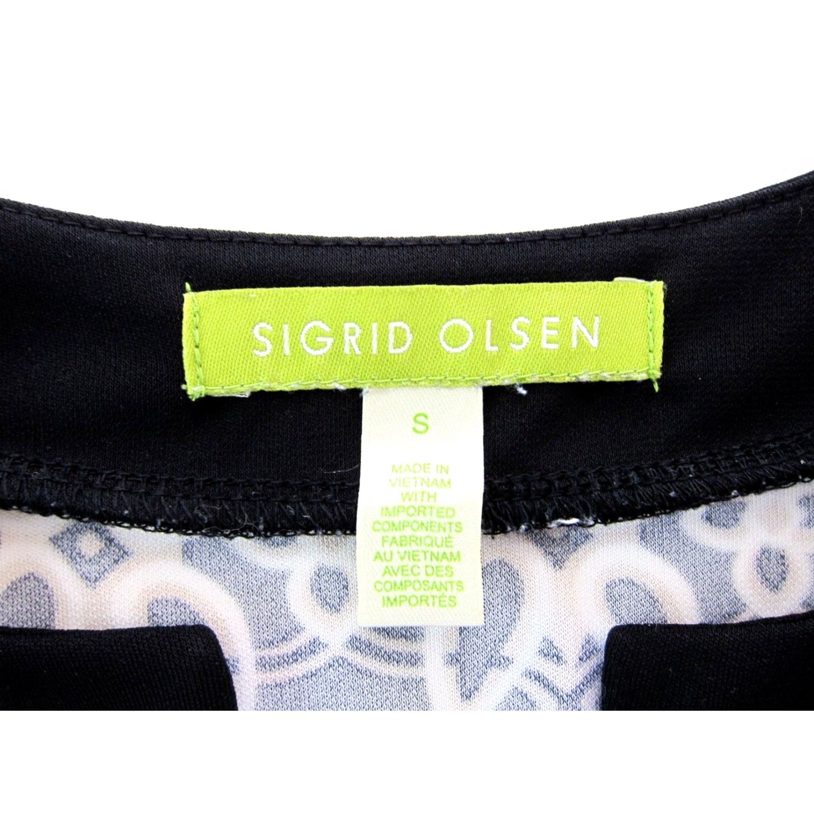 Vintage Sigrid Olsen Dress Geometric 3/4 Sleeve V-Neck Sheath Sigs Brand Black Brown White Woman Adult S Midi Floral Bohemian Clothing Women's Size S / US 4 / IT 40 - 4 Thumbnail