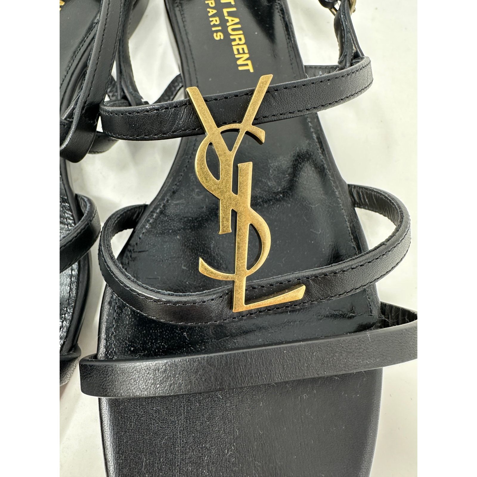 Yves Saint Laurent Saint Laurent Cassandra YSL Slingback Sandals 37 US 7 Black Size US 7 / IT 37 - 4 Thumbnail