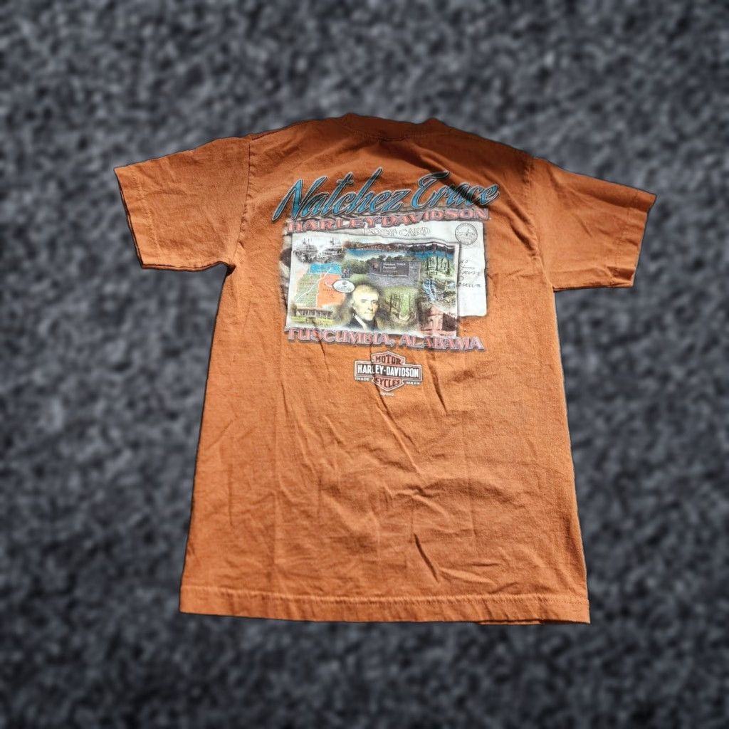 Harley Davidson Harley-Davidson T-Shirt Mens Orange Double Sided Natchez Trace Short Sleeve Size US S / EU 44-46 / 1 - 1 Thumbnail