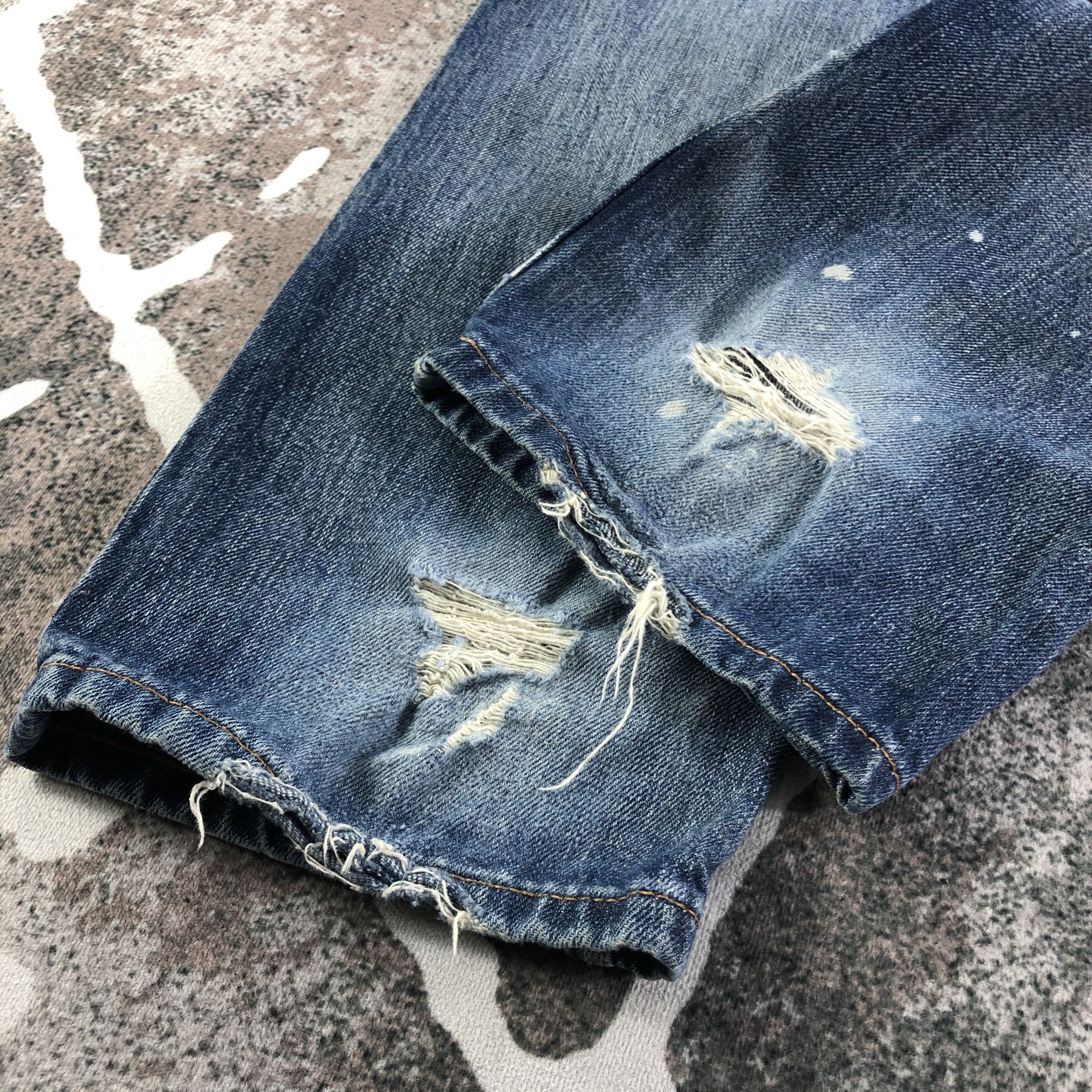 Japanese Brand Stooge & Co Jeans Distressed Denim KJ2695 Size US 33 - 6 Thumbnail