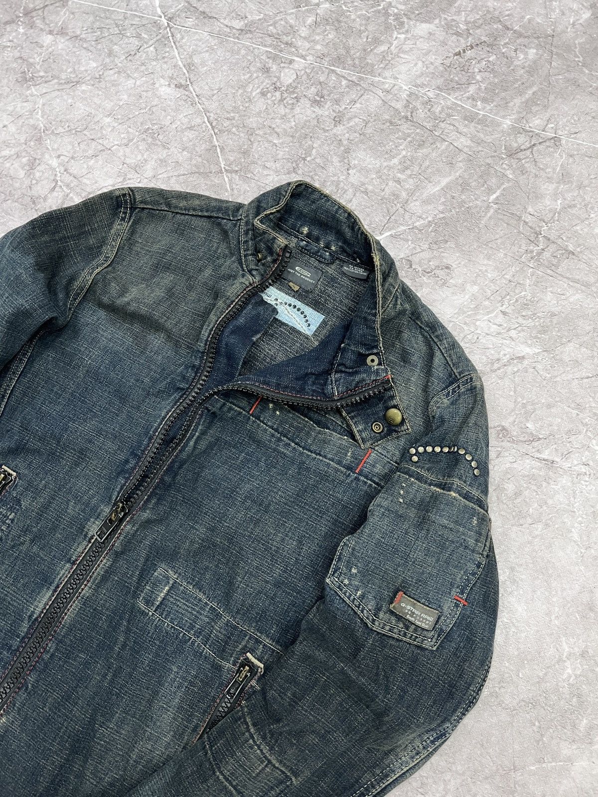 G-Star × Japanese Brand RACING MOTO DISTRESSED DENIM G STAR RAW Y2K JACKET Size US M / EU 48-50 / 2 - 2 Thumbnail