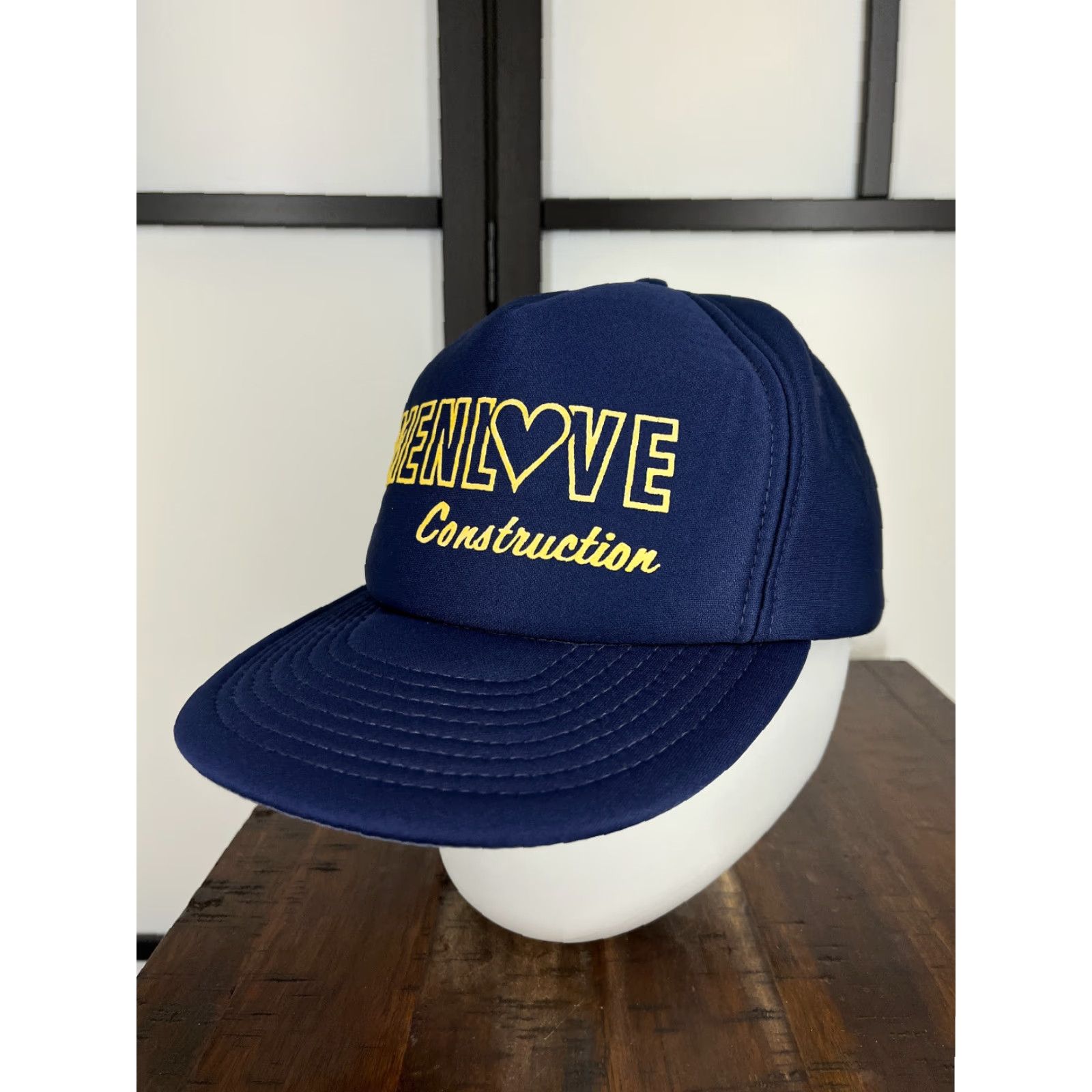 Vintage Men Condtruction Hat Cap Snap Back One Size Adult Blue Cotton Polyester Size ONE SIZE - 4 Thumbnail