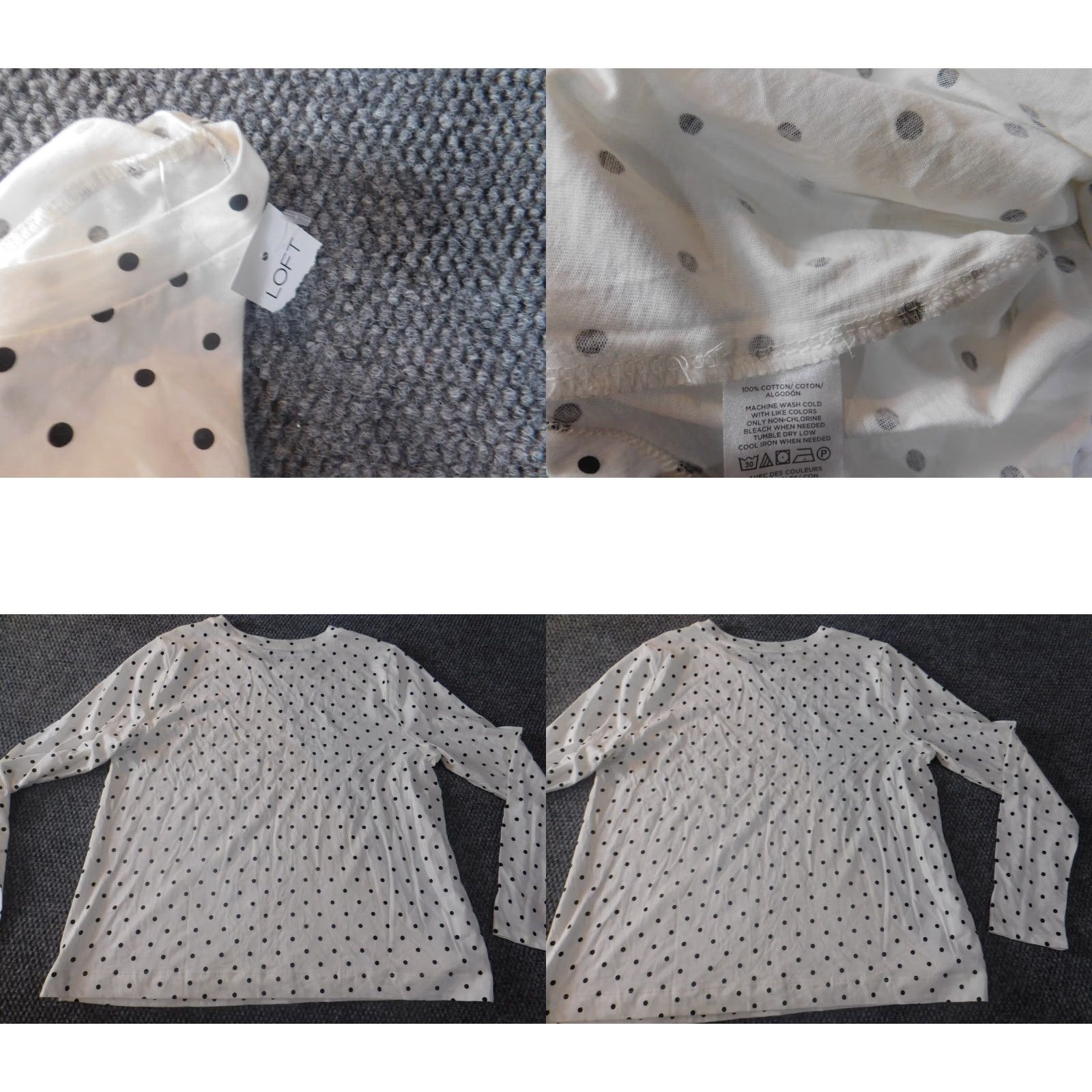 Ann Taylor Loft Ann Taylor Loft Blouse White XL V-Neck Long Sleeve Casual Shirt Womens Regular Button Pullover Cotton Down White Dot Size XL / US 12-14 / IT 48-50 - 8 Thumbnail