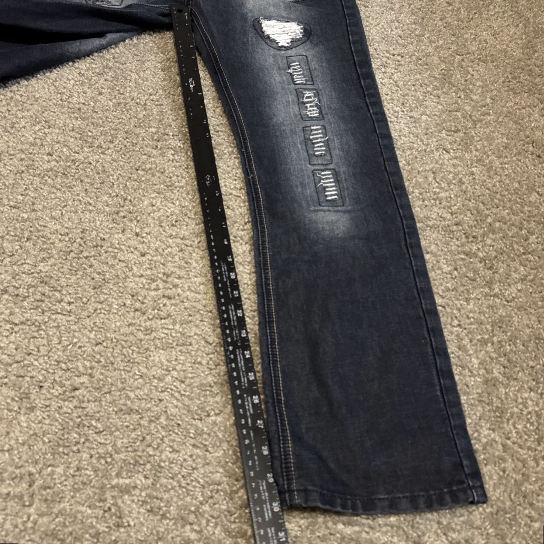 Denime Rivelli Jeans Distressed Blue Denim Men 32x32 Dark Wash Cotton Blend Jeans Regular Men 32in Size US 32 / EU 48 - 6 Thumbnail