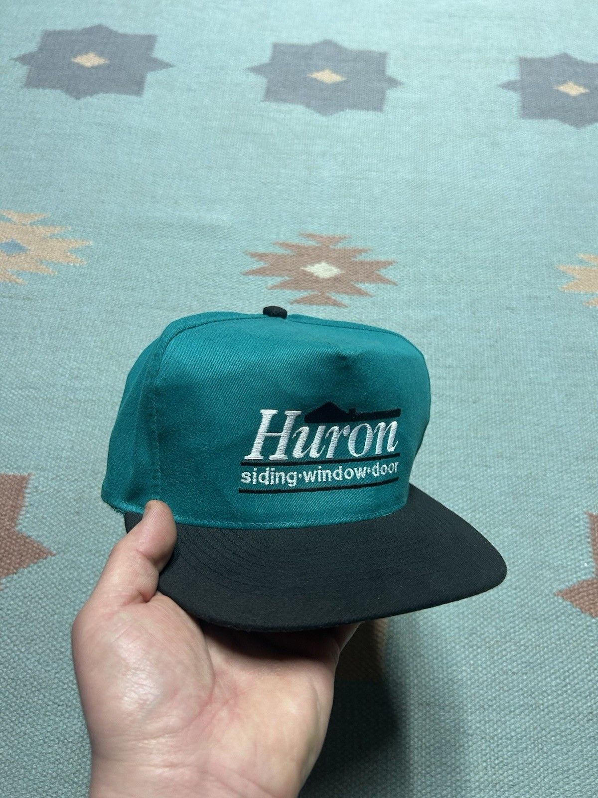 Vintage Vintage SnapBack hat Huron siding window door Michigan teal Size ONE SIZE - 1 Thumbnail