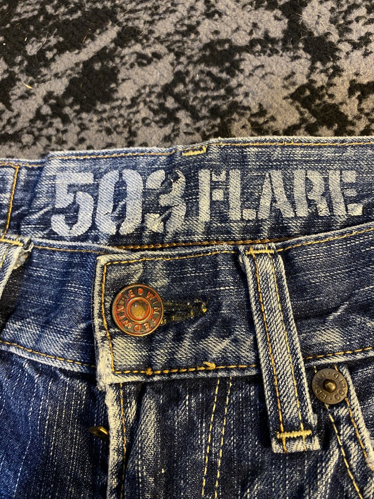 Edwin 503 Flare Edwin Blue Trip Distressed Jeans 🔥 Size US 30 / EU 46 - 2 Thumbnail