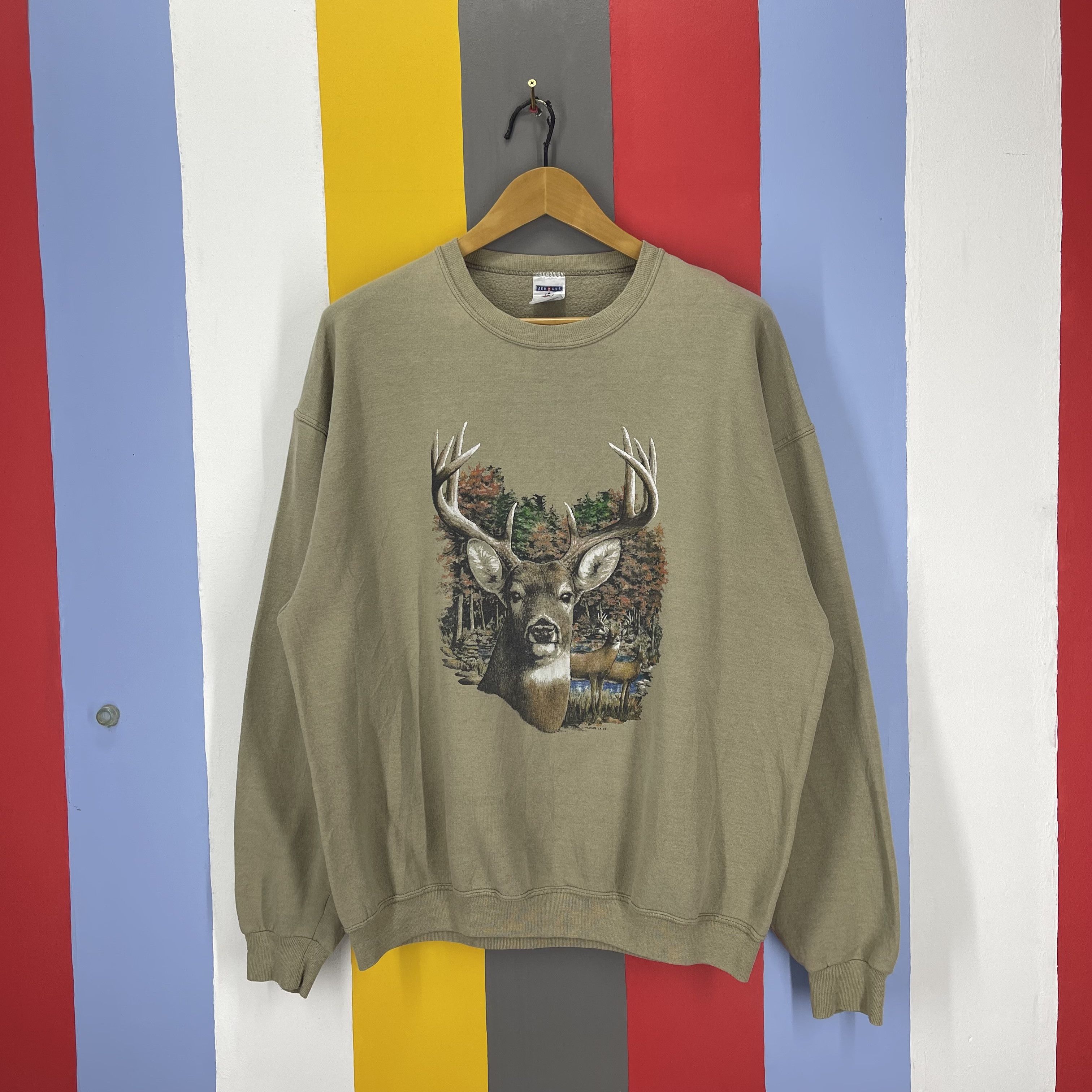 Jerzees Y2K Vintage DEER STAG by JERZEES Sweatshirt #1977/12 Size US XL / EU 56 / 4 - 1 Thumbnail